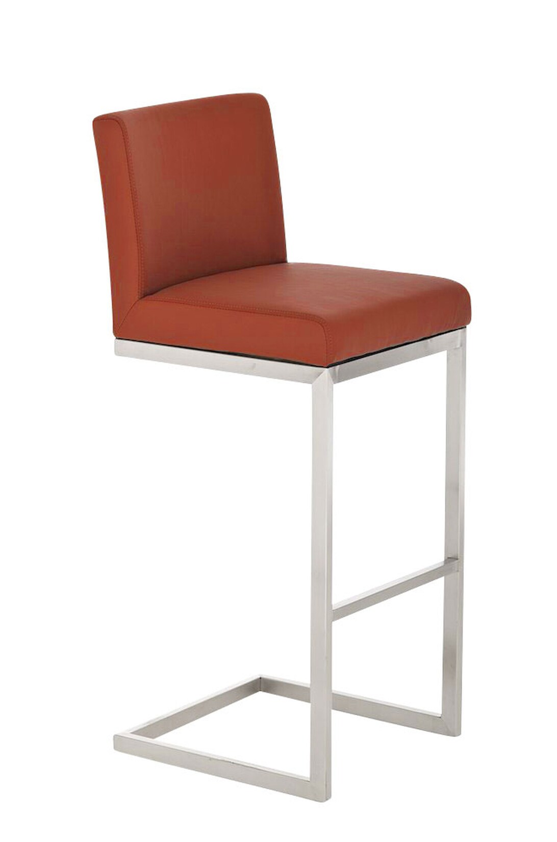 TPFLiving Barhocker Paragon Gestell Edelstahl Kunstleder Braun