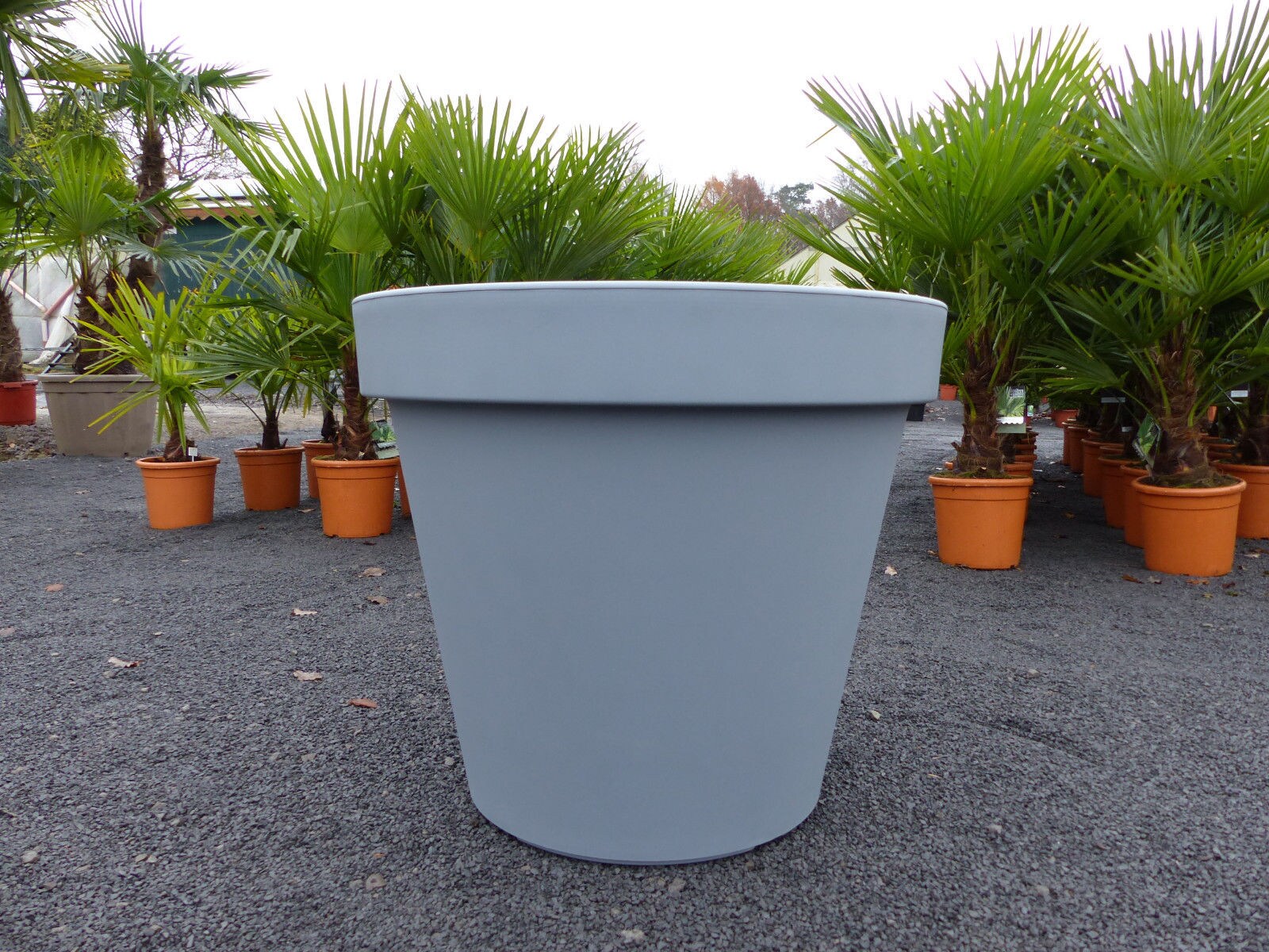 E&K Übertopf grau Ø 80 cm Pflanztopf Blumentopf Pflanzkübel "Ecken und Kanten" Kübel XXL groß