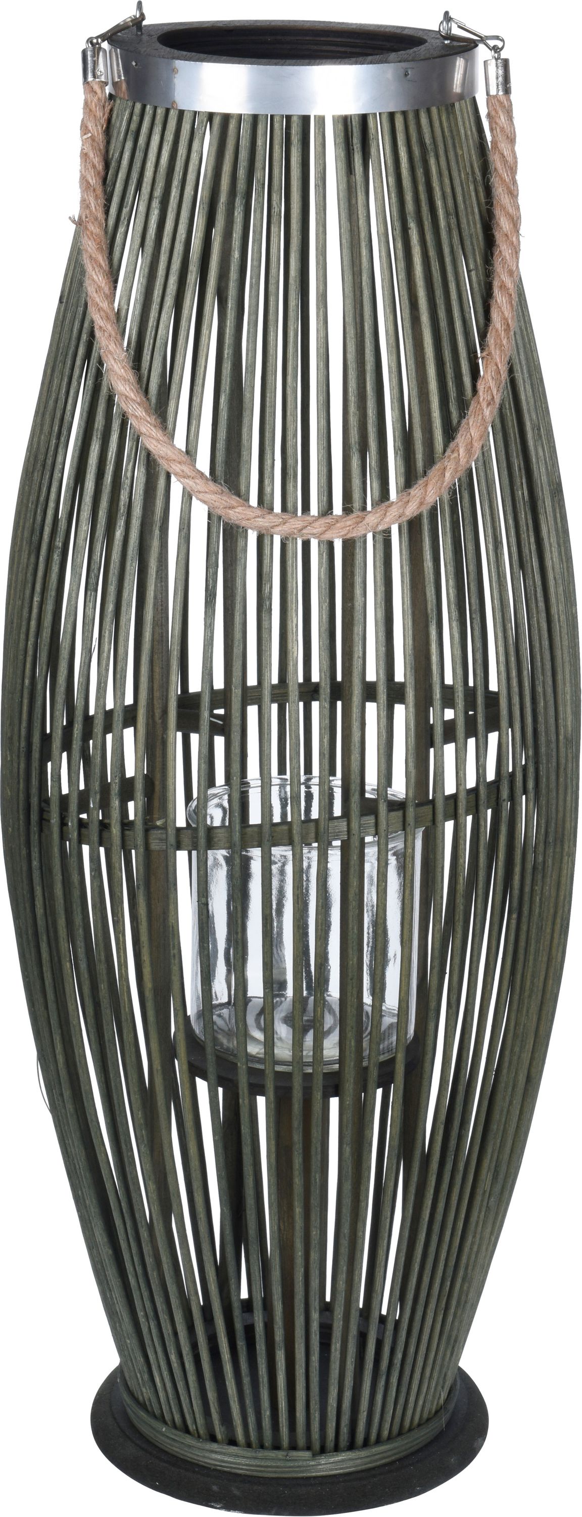 Bamboo Windlicht Bodenlicht Laterne Bambus Glas 29 x 72 cm - Bild 1