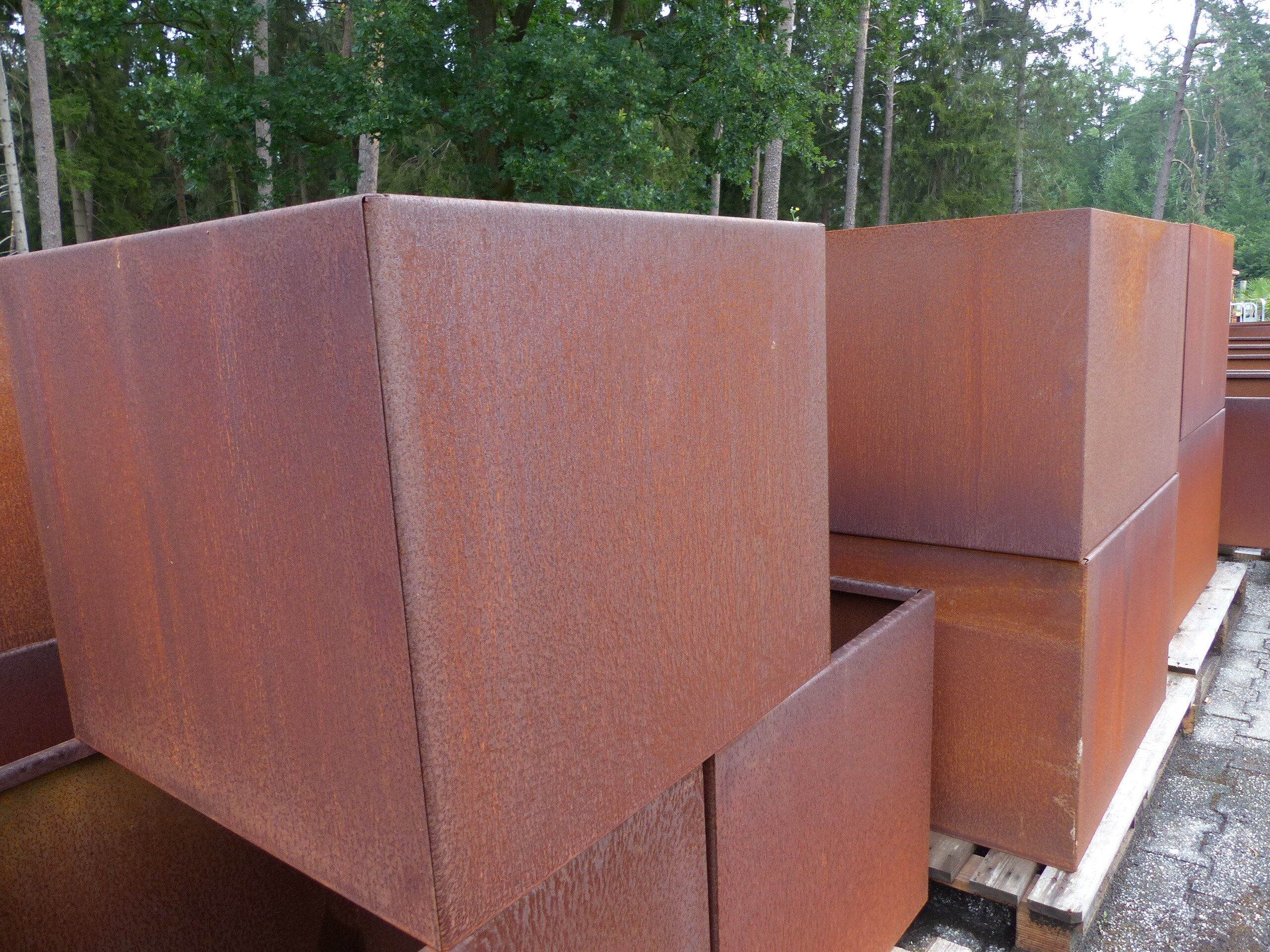 Cortenstahl Pflanzring quadratisch 70x70x50 Rostk&uuml;bel Rost Stahl K&uuml;bel Blumenk&uuml;bel XXL - Bild 1