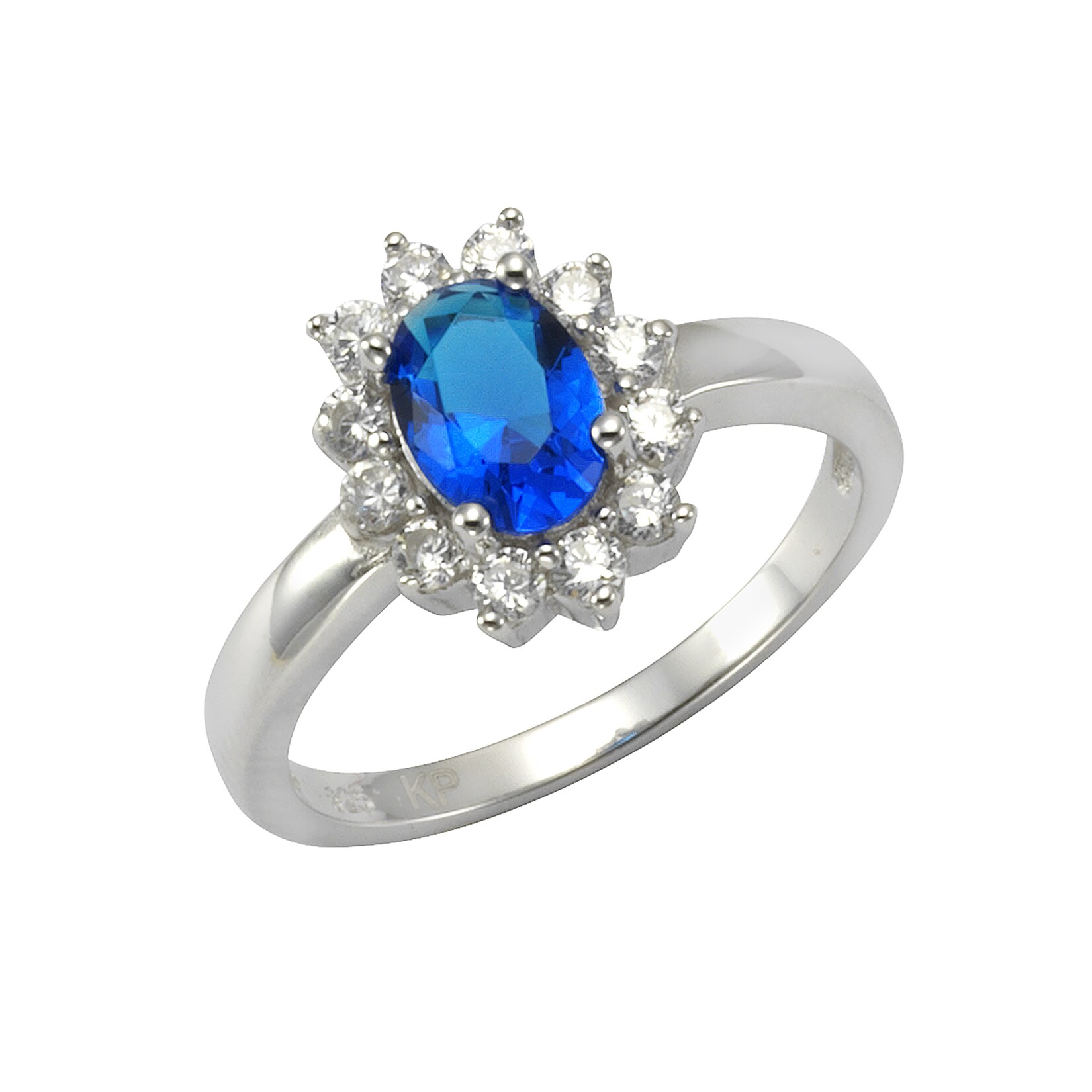 Zeeme Silber Ring Silber 925 rhodiniert mit Zirkonia blau und weiß