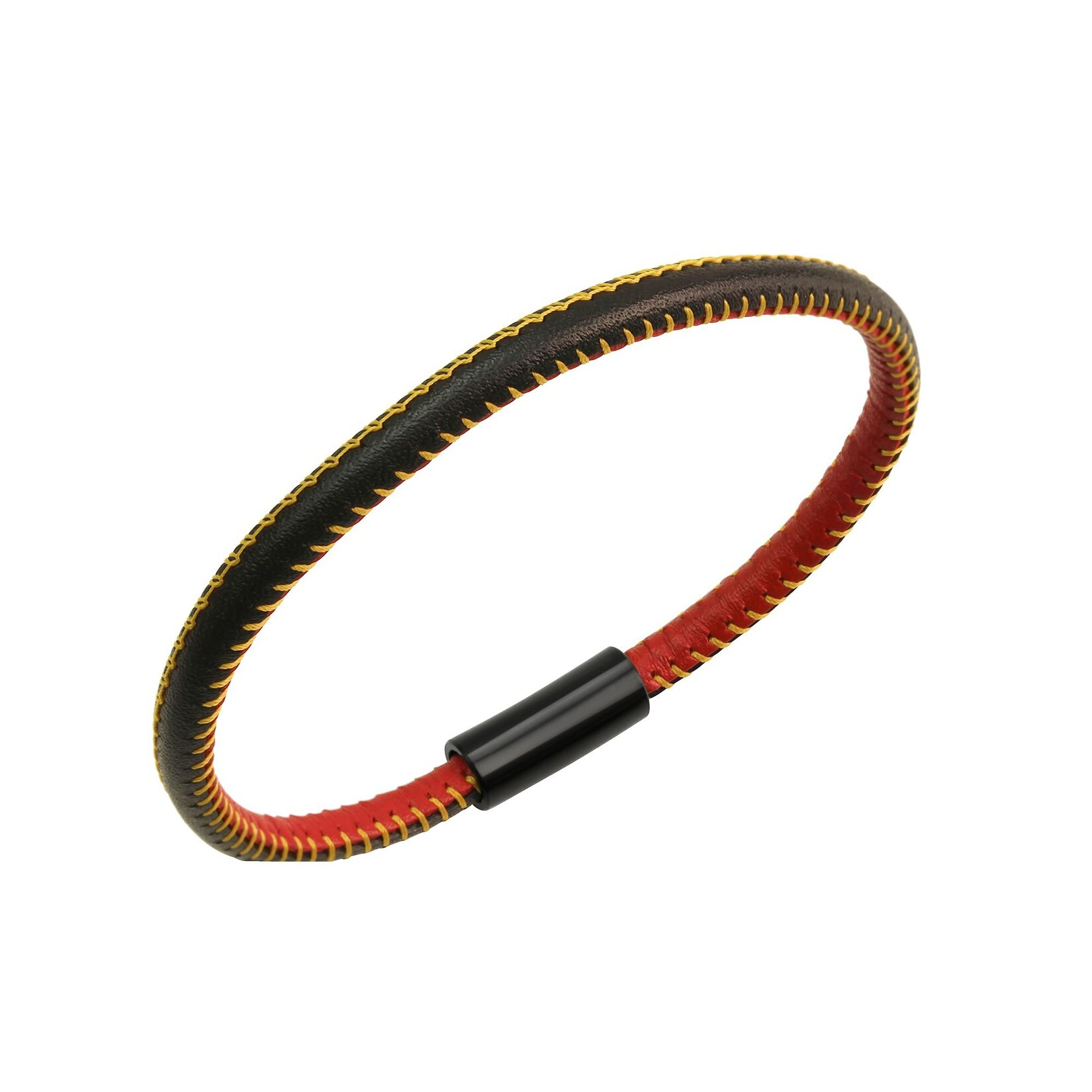 Zeeme Stainless Steel Armband echt Leder mit Deutschland-Farben 19cm | 04006046354875
