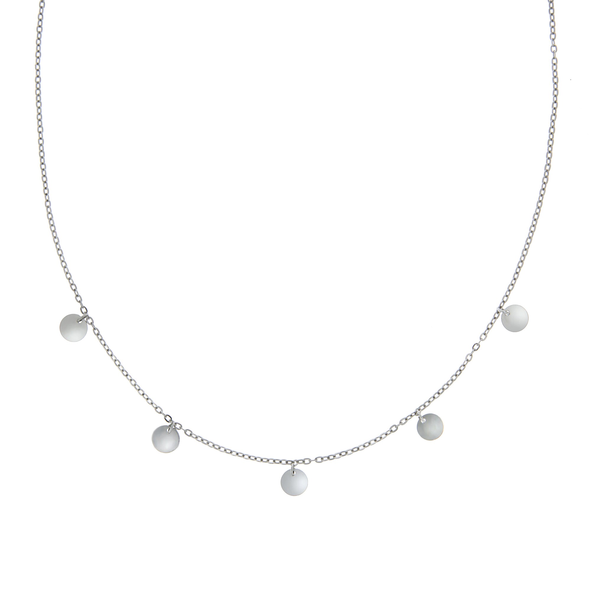 Zeeme Silber Halskette 925 Sterling Silber rhodiniert Pl&auml;ttchen-Anh&auml;nger 42+3cm - Bild 1