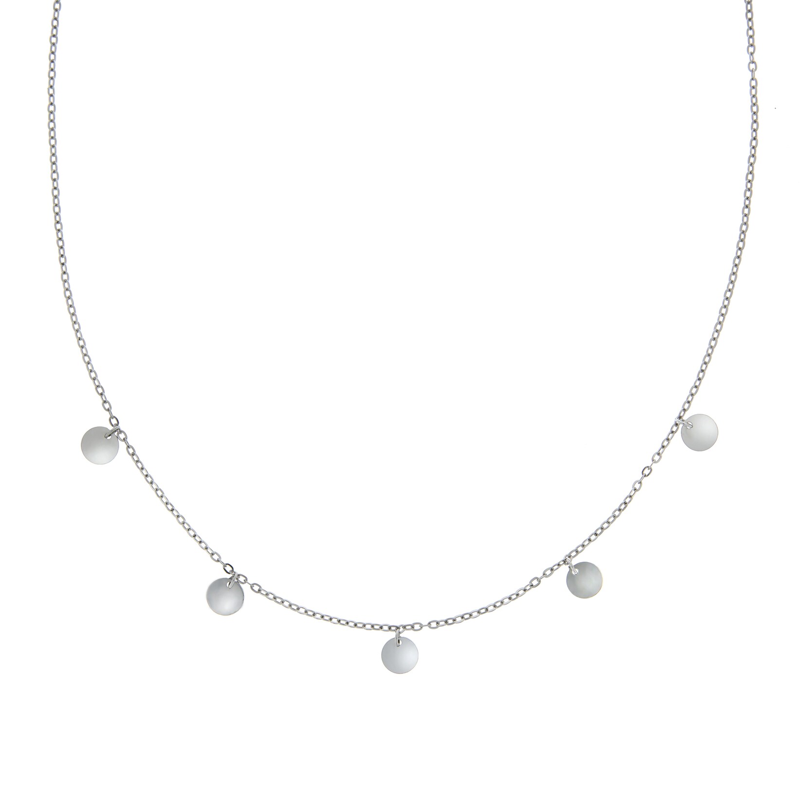 Zeeme Silber Halskette 925 Sterling Silber rhodiniert Plättchen-Anhänger 42+3cm