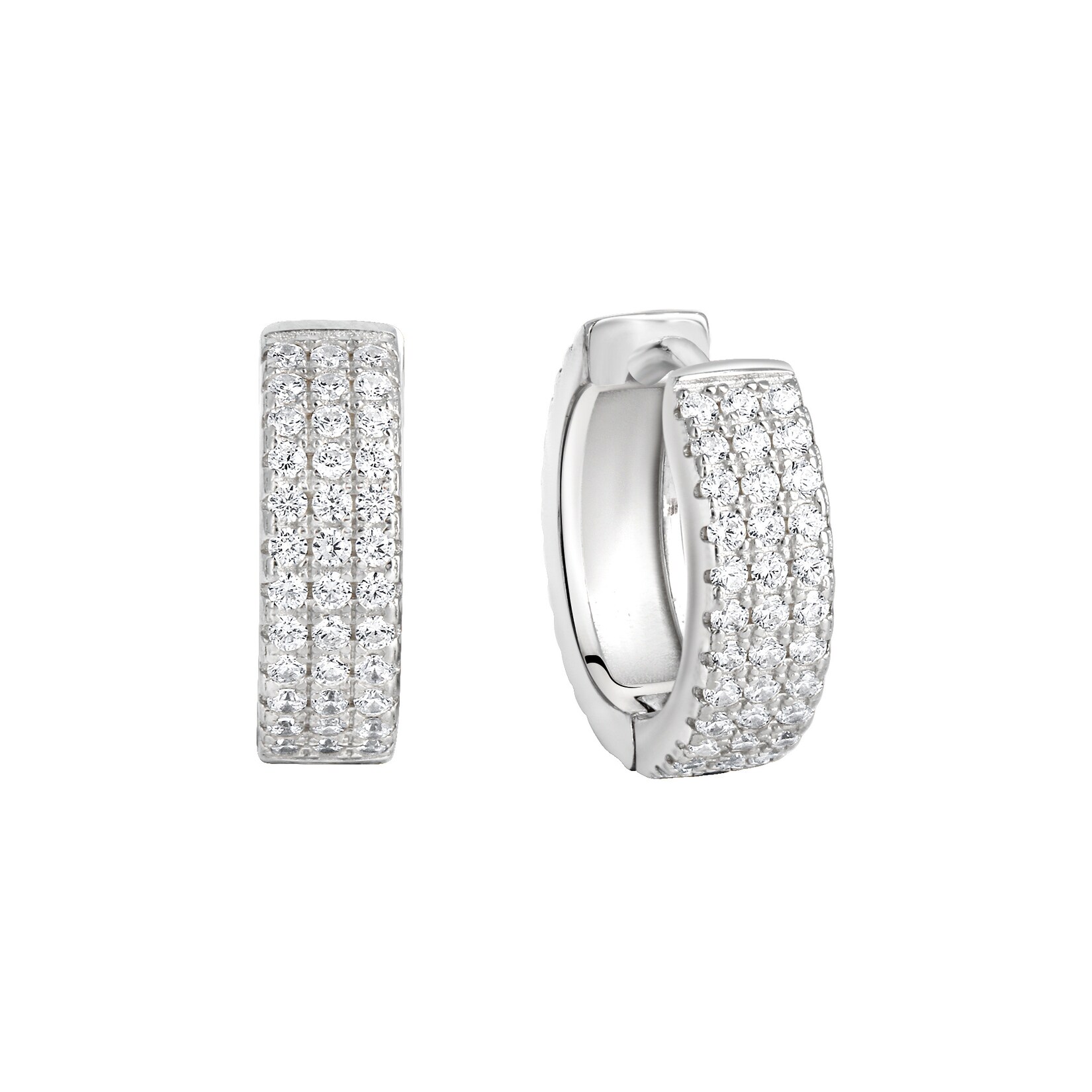 Zeeme Basic Ohrringe Silber 925 rhodiniert mit 144x Zirkonia weiß