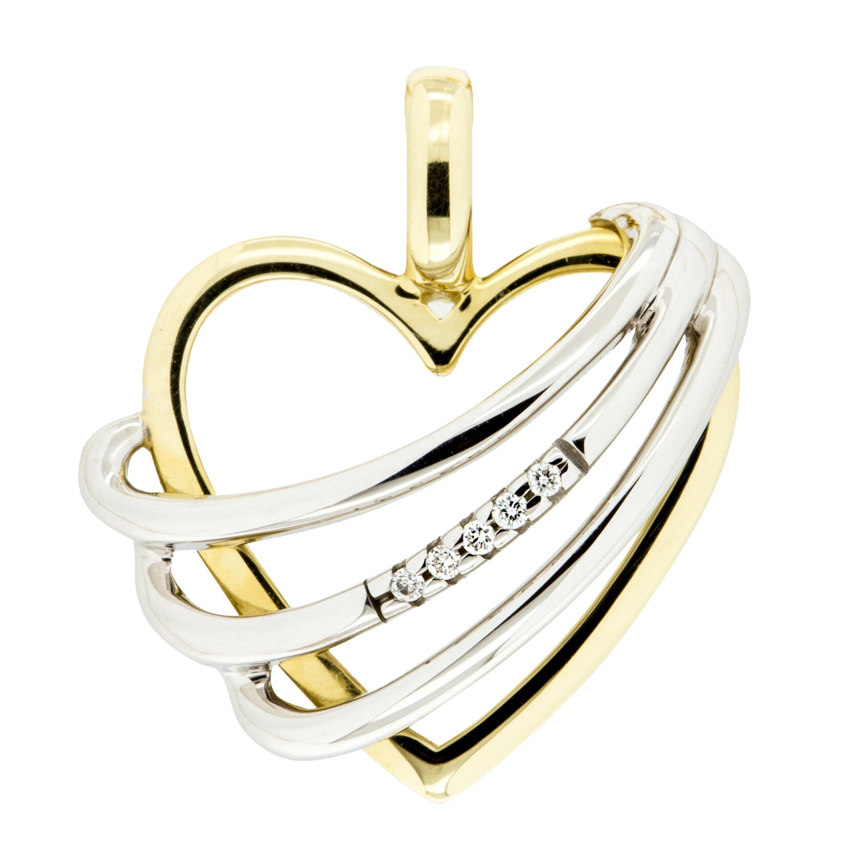 Orolino Anhänger 585 Gold zweifarbig Herz mit 5x Brillant 0,025ct. | 04006046373920