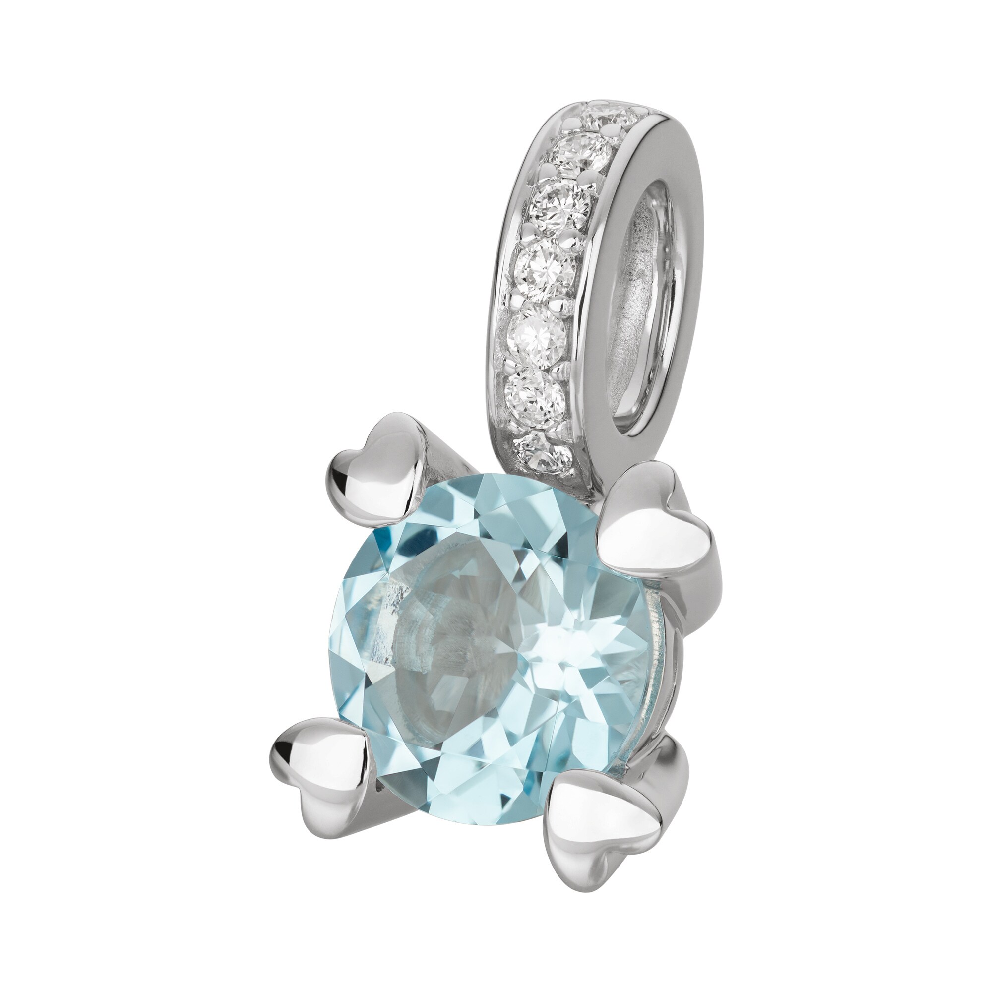 Orolino Anh&auml;nger Gold 585 mit Blautopas (beh.) und 7 Brillanten zus. 0,07ct. - Bild 1