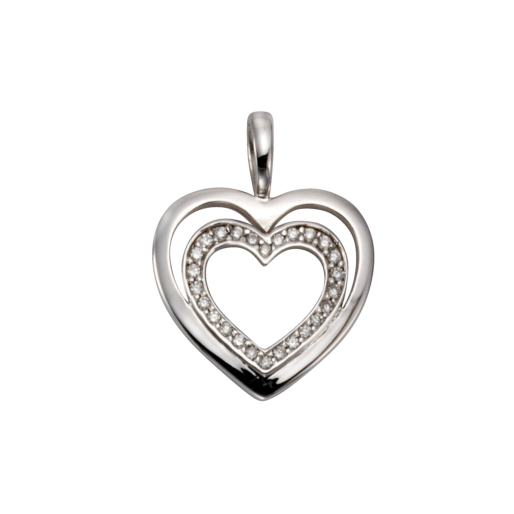 Orolino Anh&auml;nger Gold 585 Herz-Motiv mit 26 Brillanten zus. 0,11ct. - Bild 1