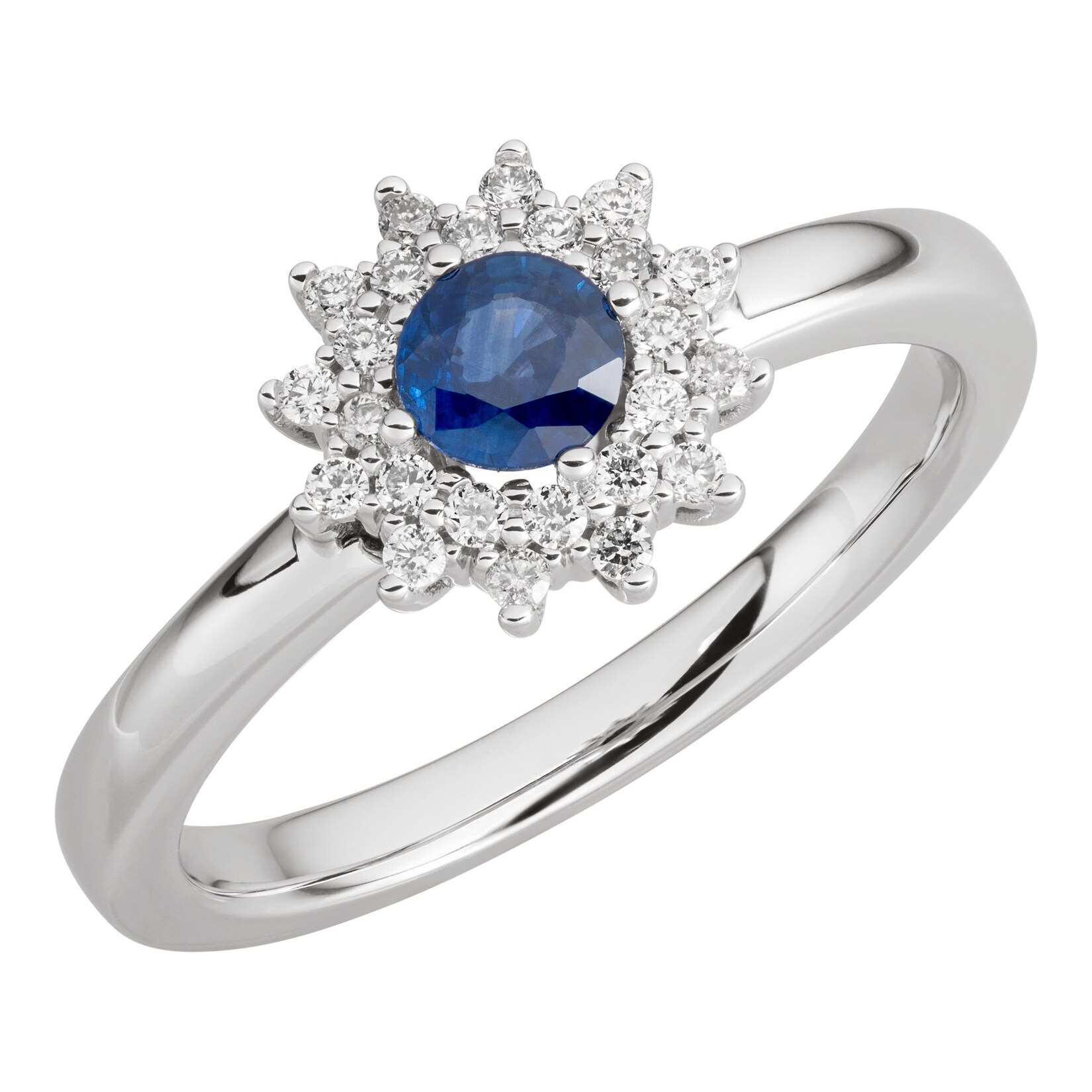 Orolino Ring 585 Gold mit 24 Brillanten zus. 0,19ct. und Safir blau | 04006046377041
