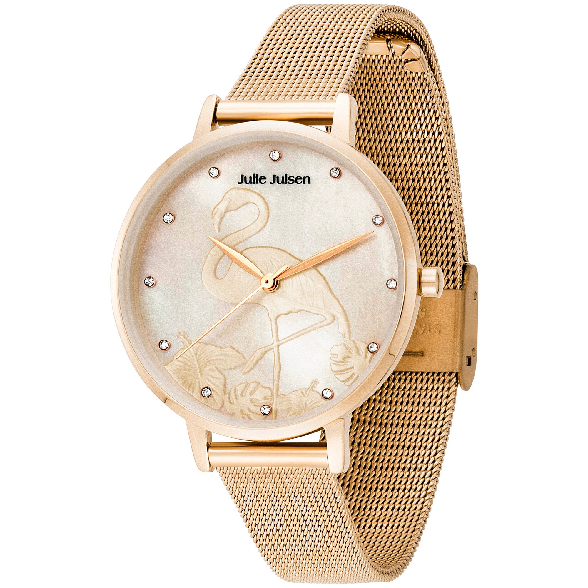 Julie Julsen Damenuhr Edelstahl ros&eacute;farben Flamingo - Bild 1