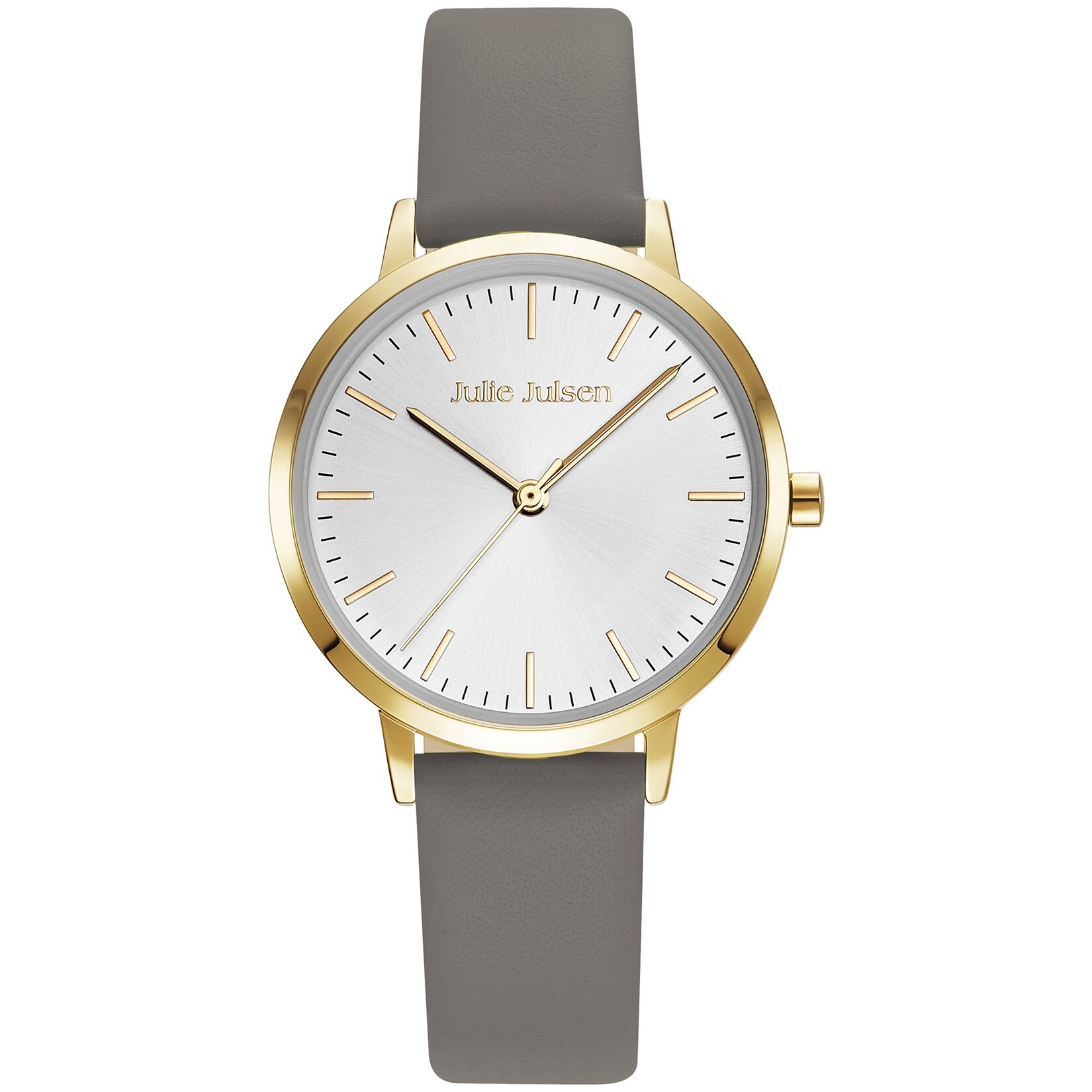 Julie Julsen Damenuhr Edelstahl goldfarben Lederband taupe Basic Line | 09120120094008