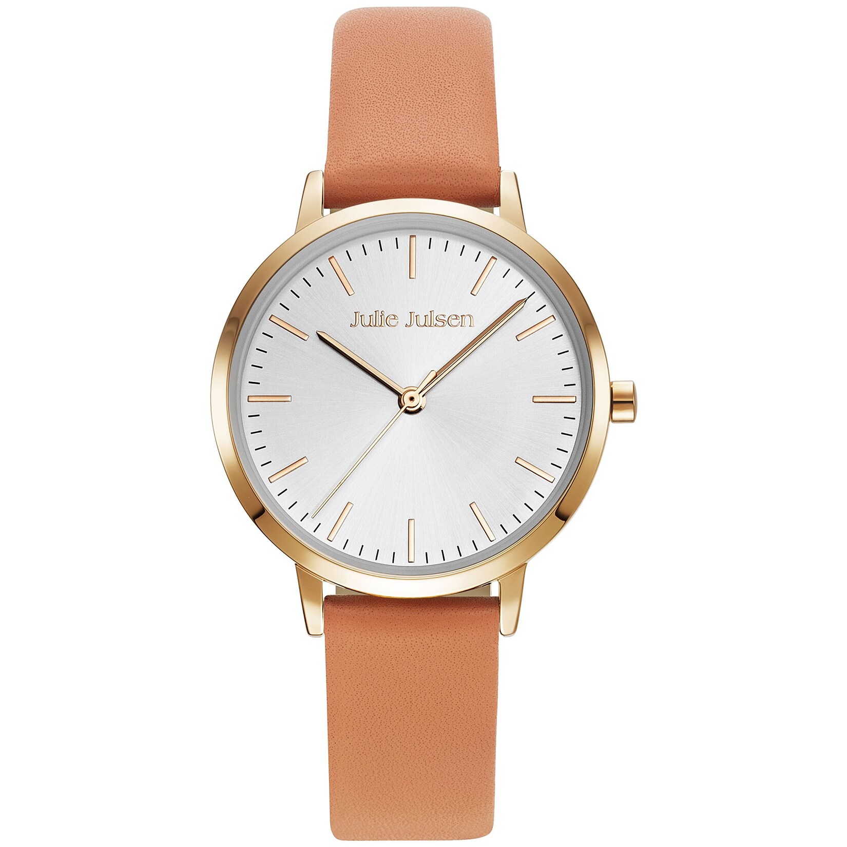 Julie Julsen Damenuhr Edelstahl roséfarben Lederband orange Basic Line | 09120120093933