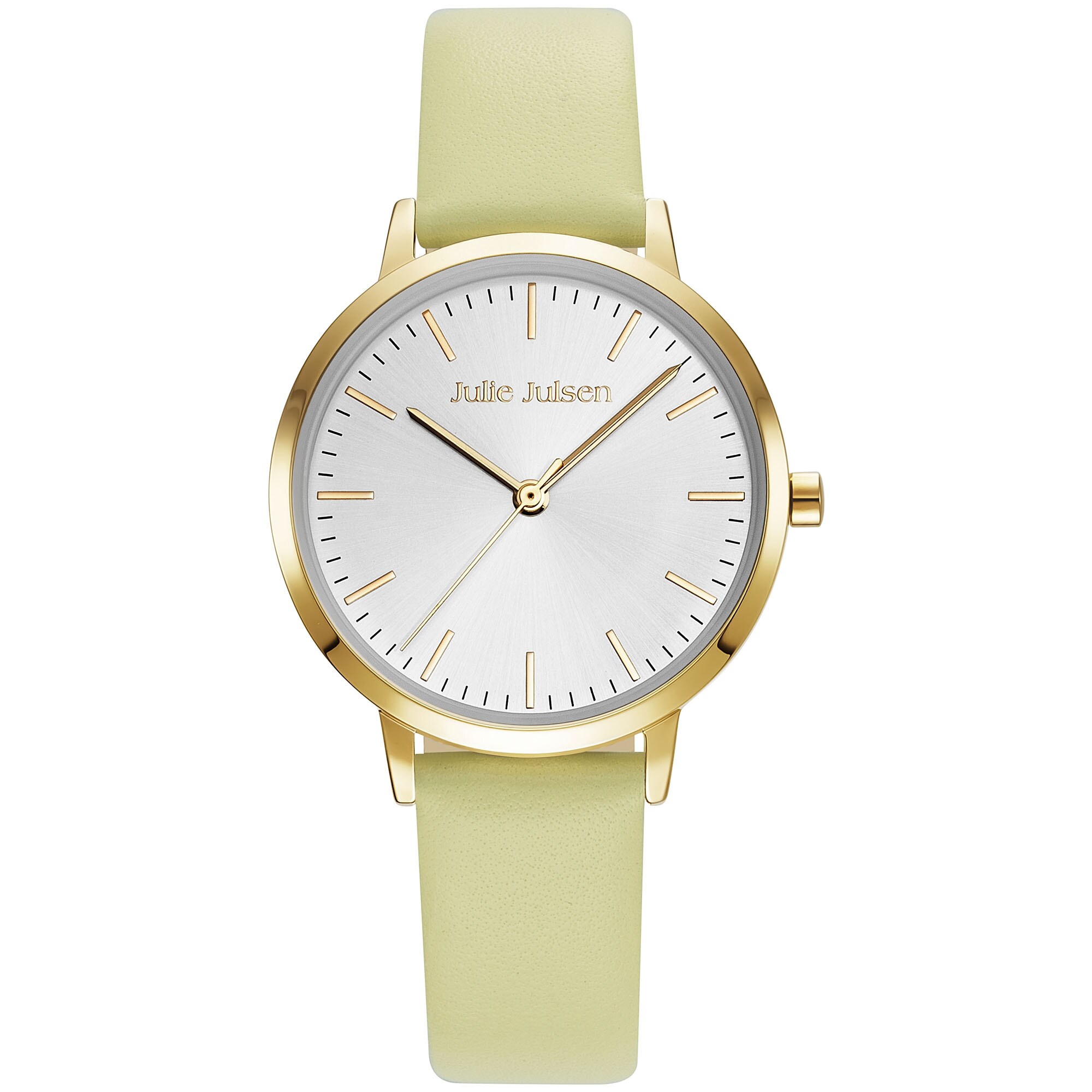 Julie Julsen Damenuhr Edelstahl vergoldet Lederband gelb Basic Line - Bild 1