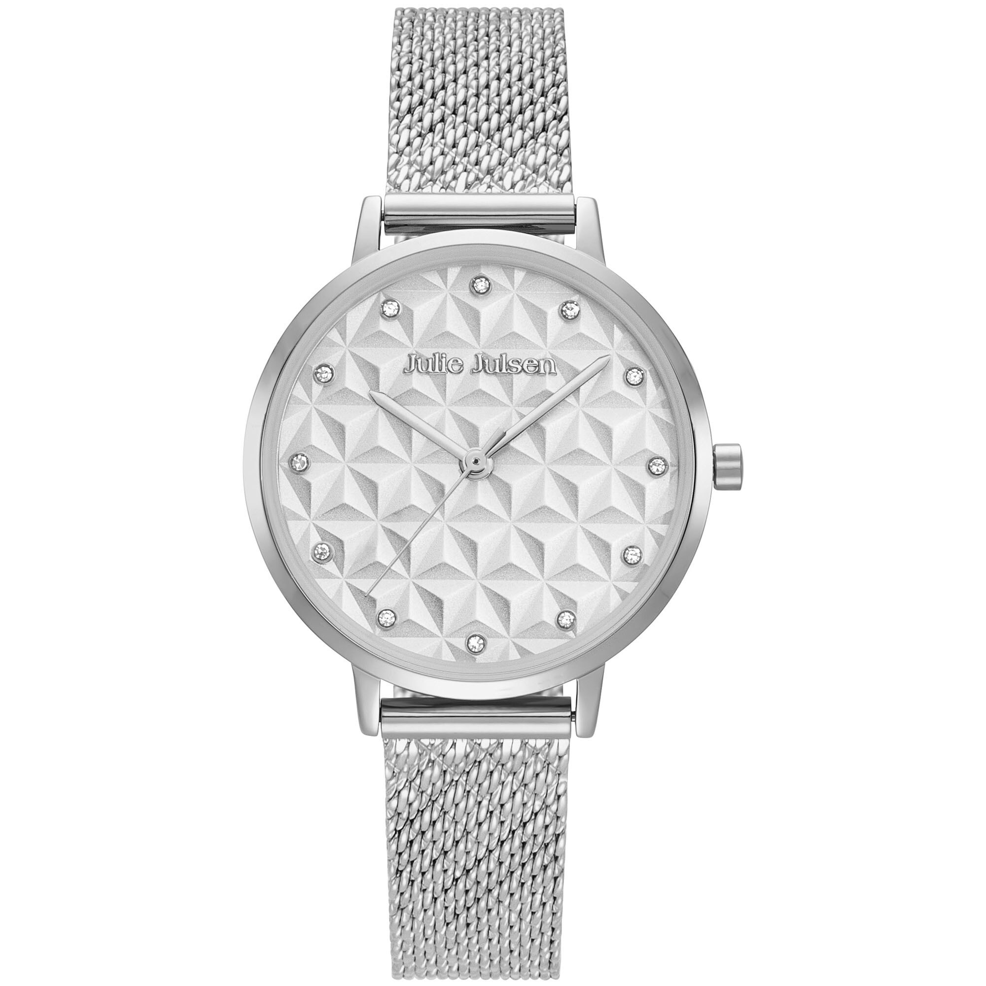 Julie Julsen Damenuhr Edelstahl silberfarben Ziffernblatt wei&szlig; 3D-Effekt - Bild 1