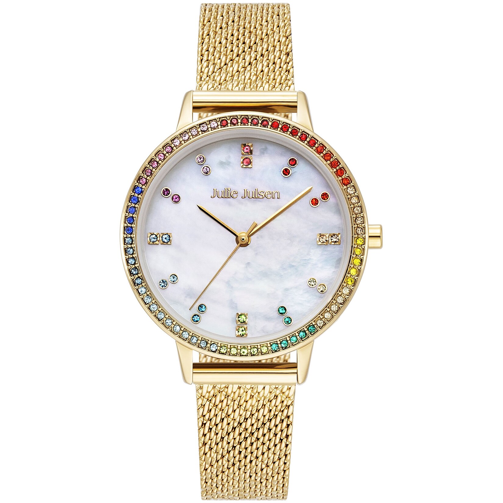 Julie Julsen Damenuhr Edelstahl goldfarben Rainbow gold white | 09120120094855