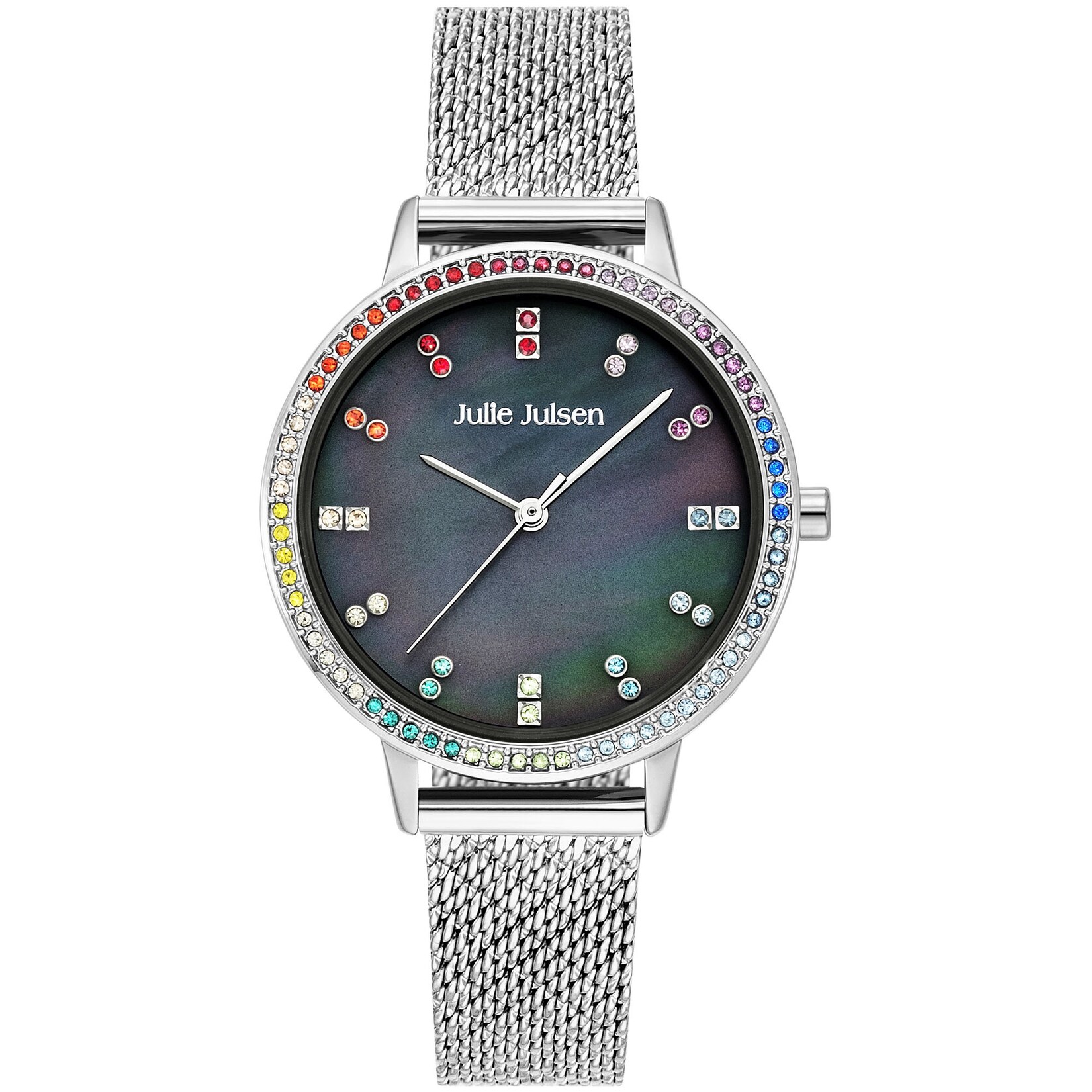 Julie Julsen Damenuhr Edelstahl silberfarben Rainbow silver black | 09120120094848