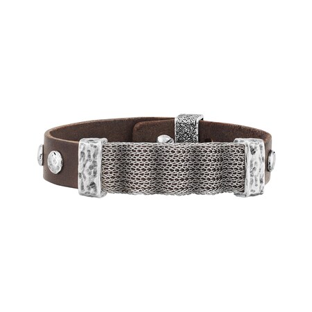 Seven-24 Edelstahl Leder Armband Netto bei braunem mit kaufen online