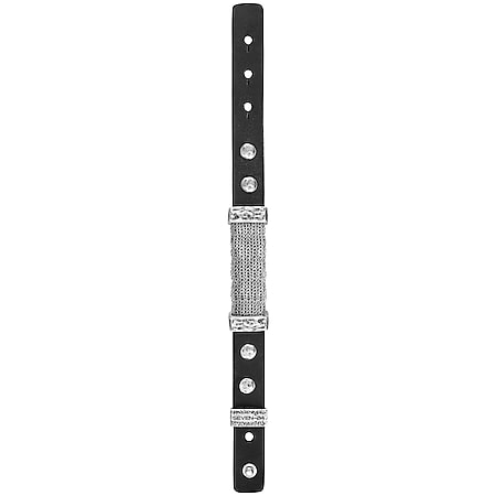 Seven-24 Armband Edelstahl mit schwarzem Leder online kaufen bei Netto