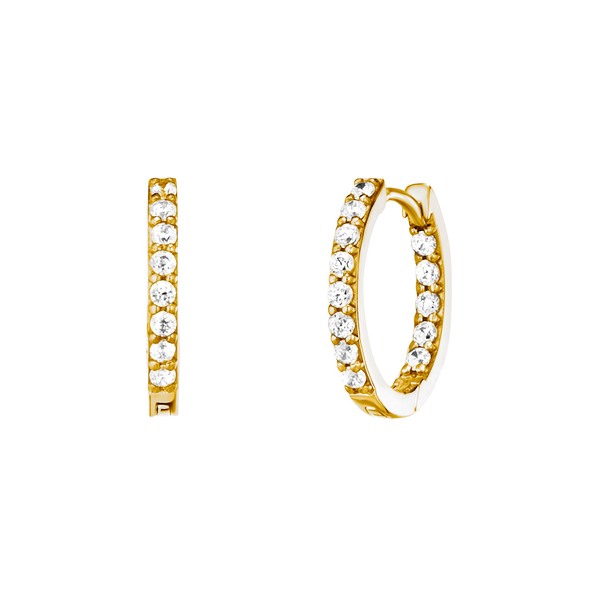 Julie Julsen Klappcreolen 925/- Sterling Silber vergoldet Zirkonia  15mm - Bild 1