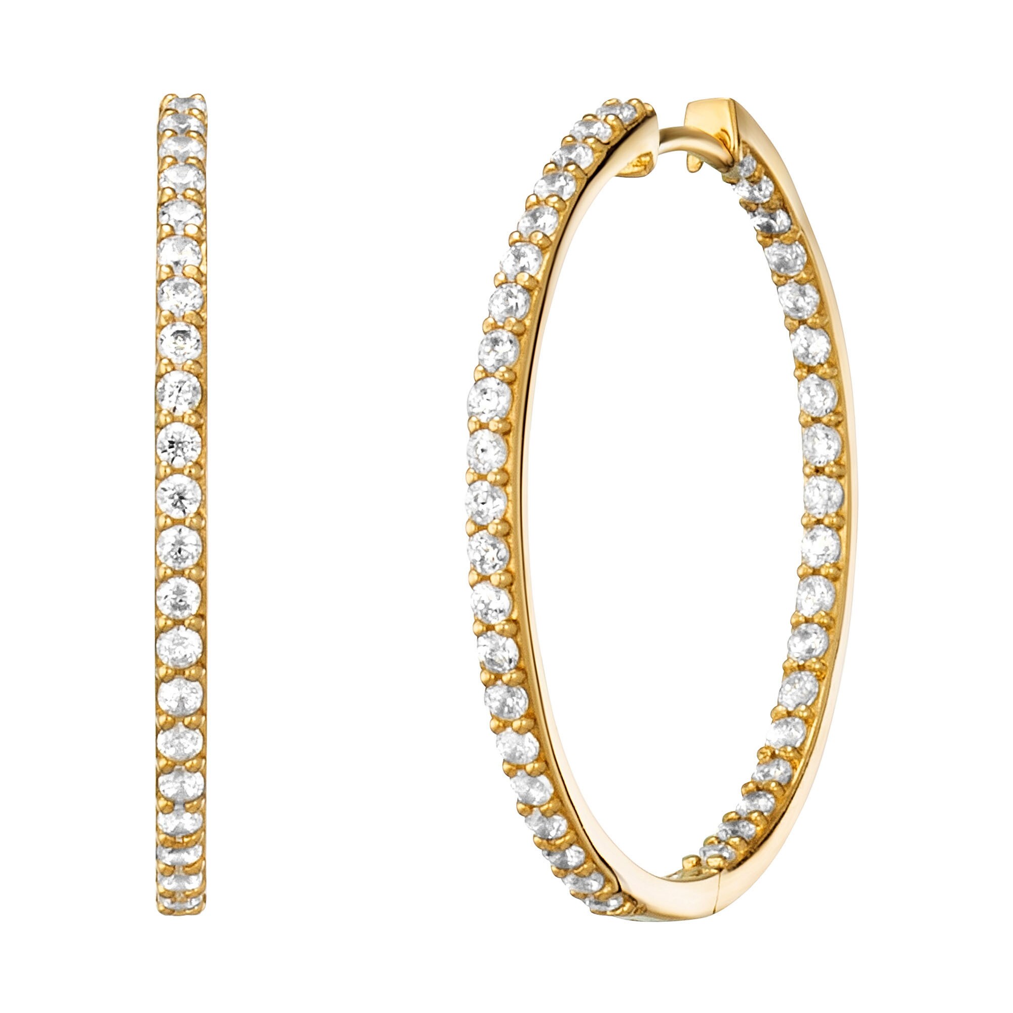 Julie Julsen Klappcreolen 925/- Sterling Silber vergoldet Zirkonia 30 mm - Bild 1