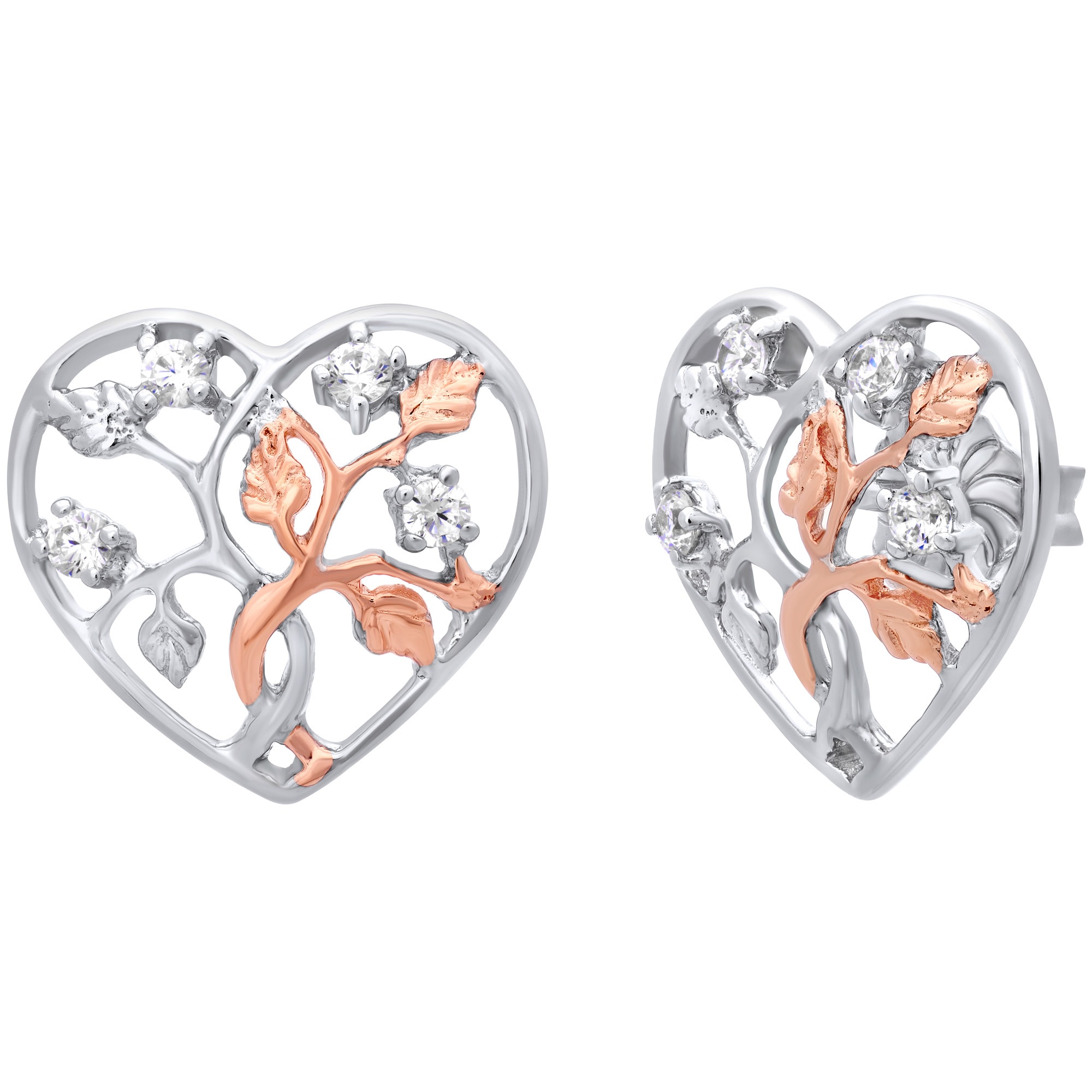 Julie Julsen Ohrstecker 925/- Sterling Silber  teils ros&eacute; vergoldet Zirkonia - Bild 1