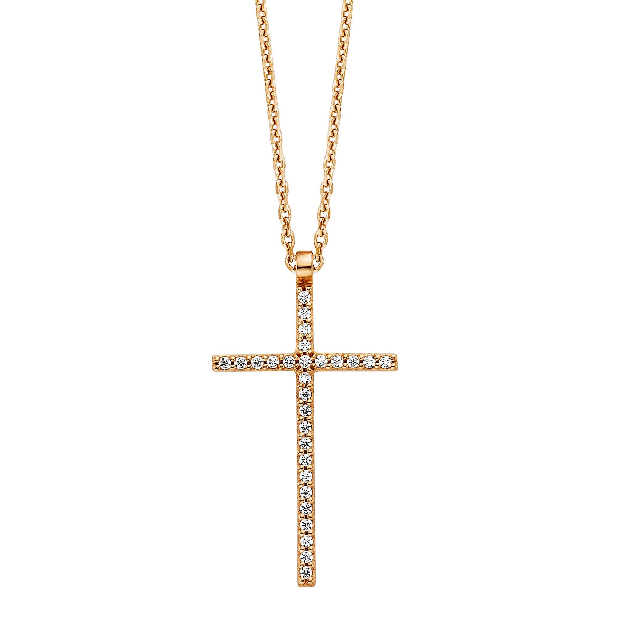 Julie Julsen Anh&auml;nger mit Kette 925/- Sterling Silber rotvergoldet mit Anh&auml;nger Kreuz - Bild 1