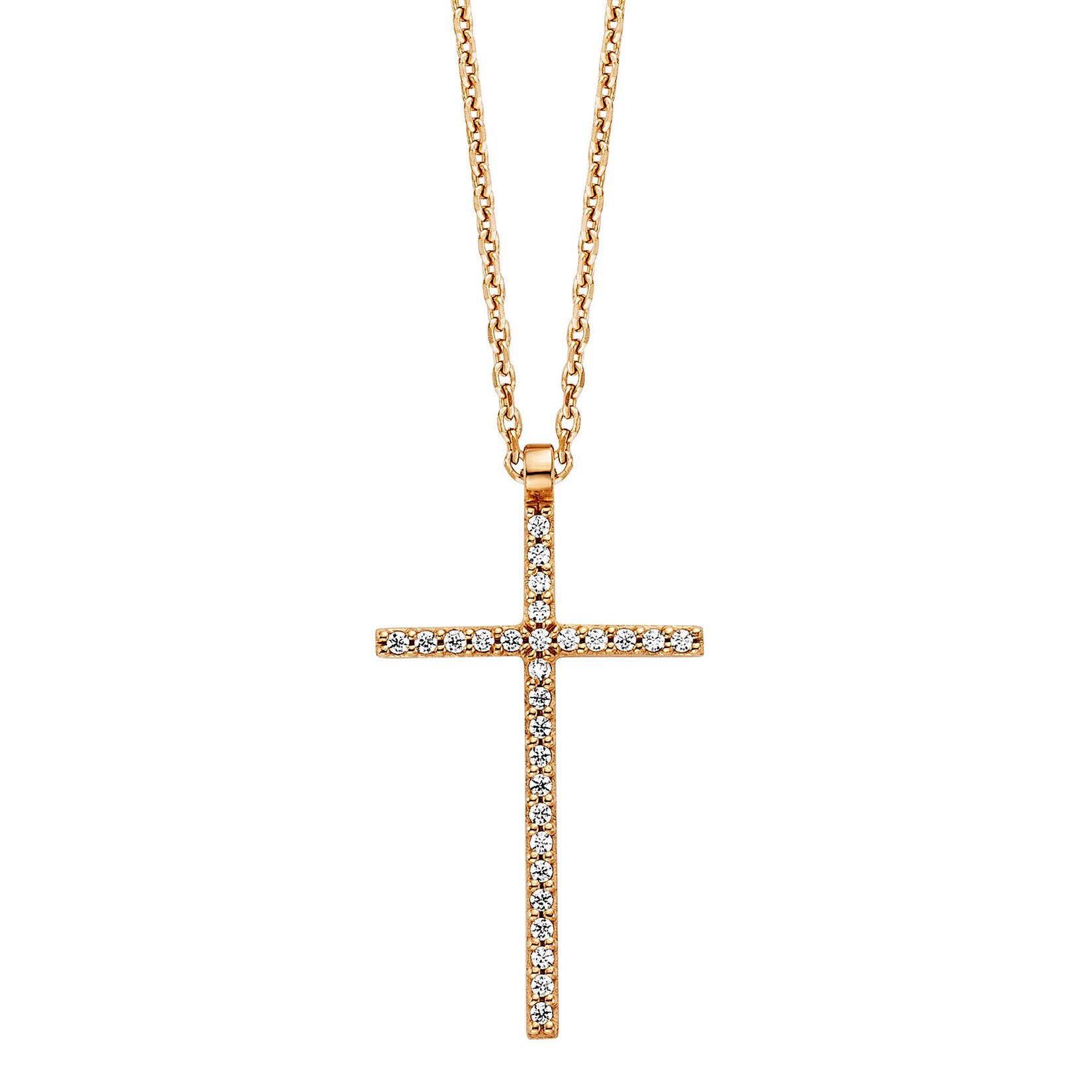 Julie Julsen Anhänger mit Kette 925/- Sterling Silber rotvergoldet mit Anhänger Kreuz | 09120120095180