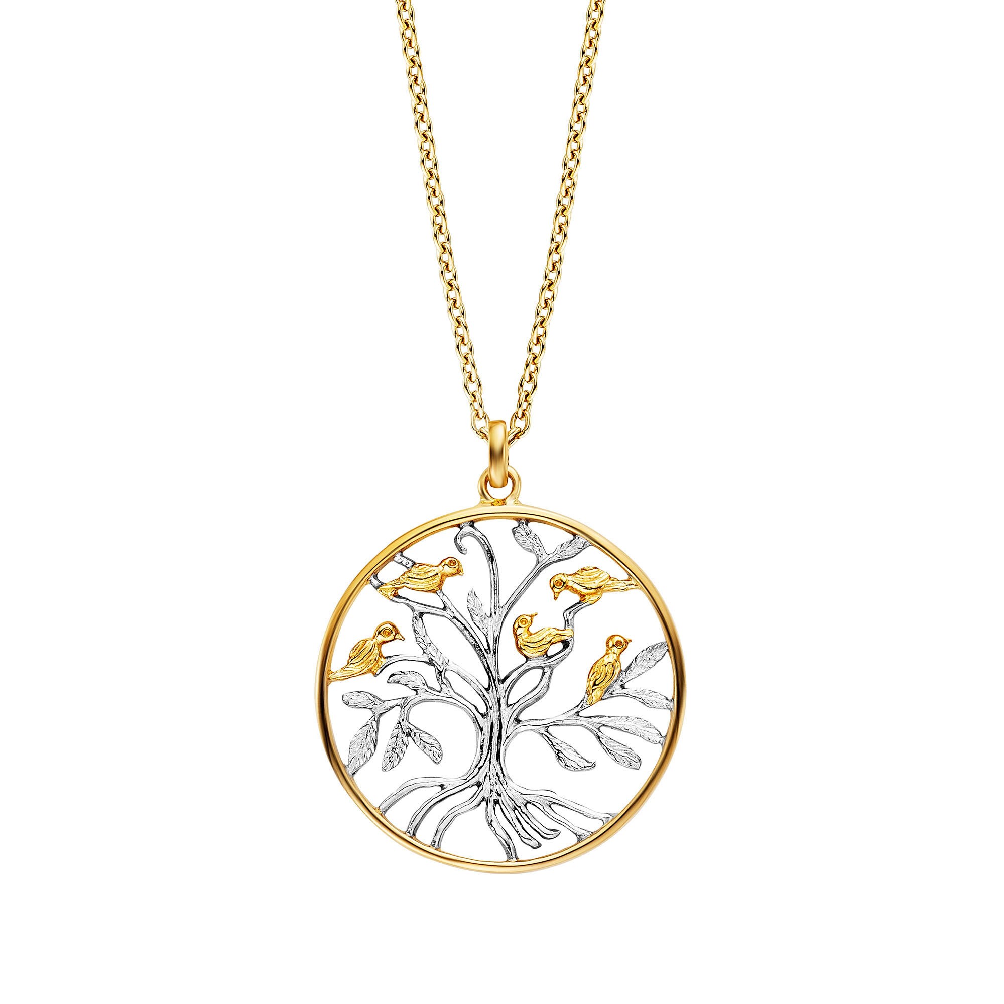 Julie Julsen Anh&auml;nger mit Kette 925/- Sterling Silber rhodiniert teils vergoldet Lebensbaum - Bild 1