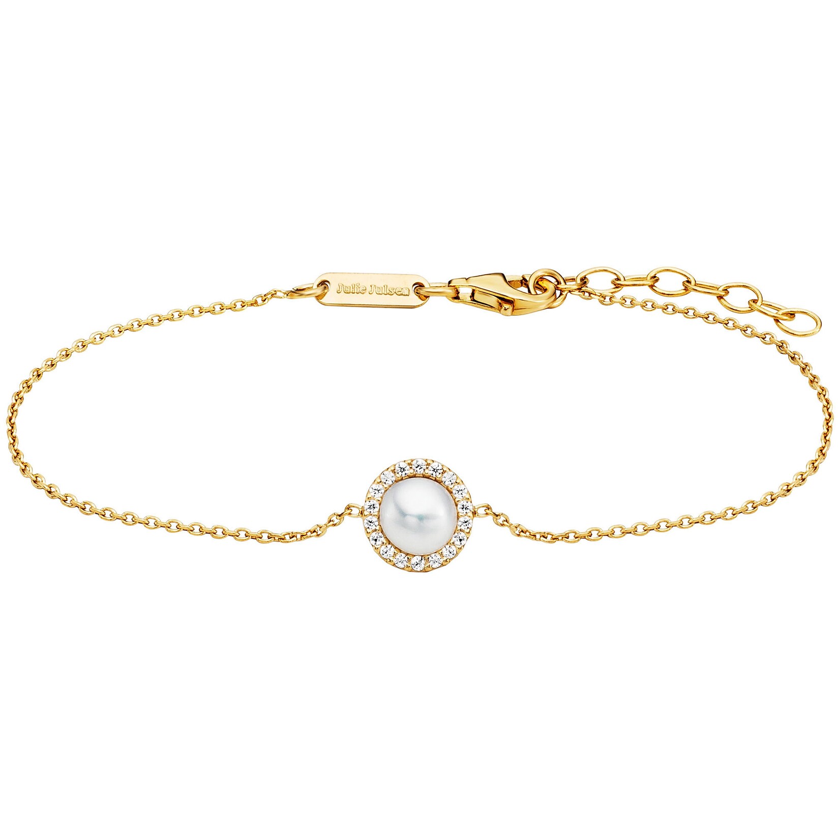 Julie Julsen Armband 925/- Sterling Silber vergoldet Perle und Zirkonia | 09120120095364