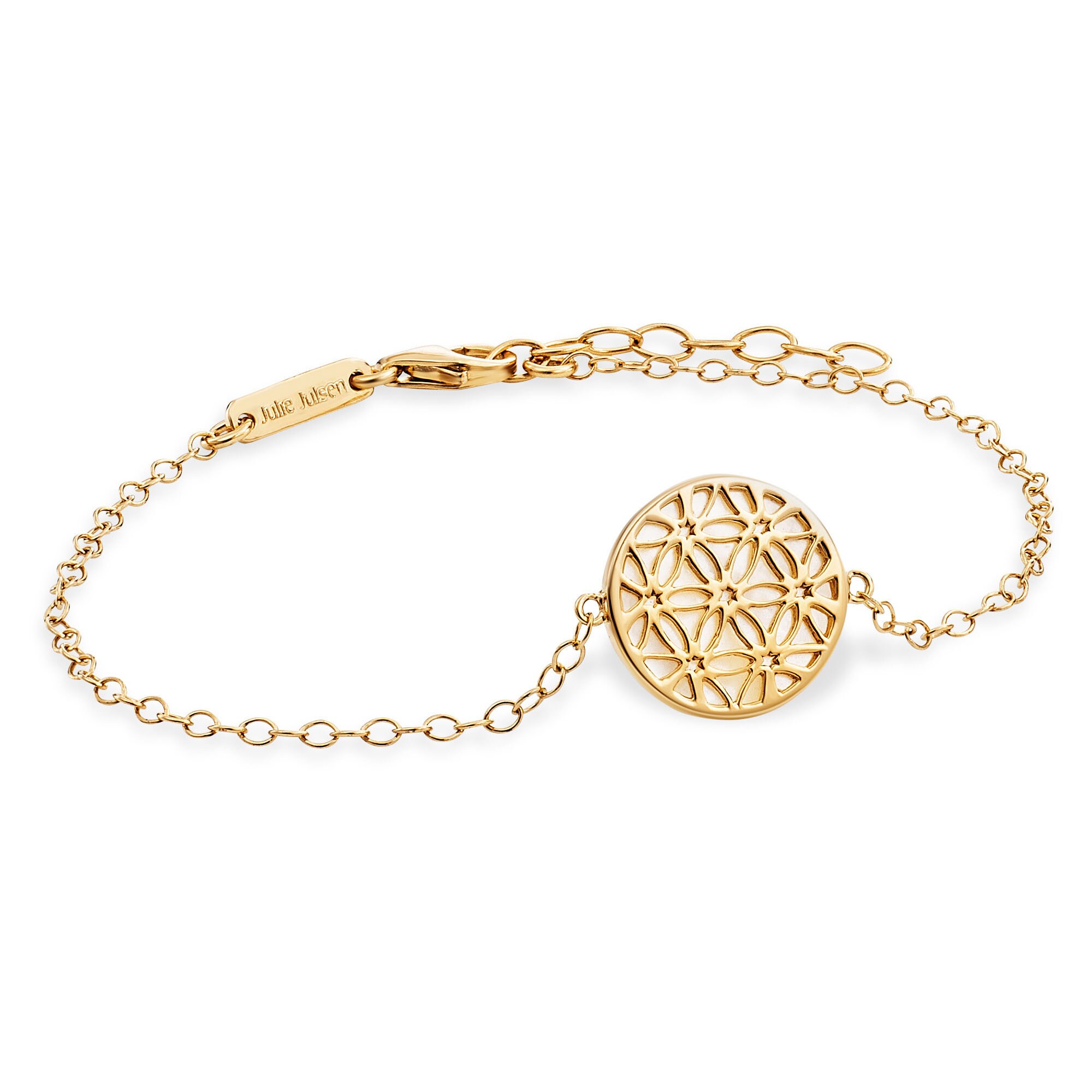 Julie Julsen Armband 925/- Sterling Silber vergoldet Lebensblume Perlmutt - Bild 1