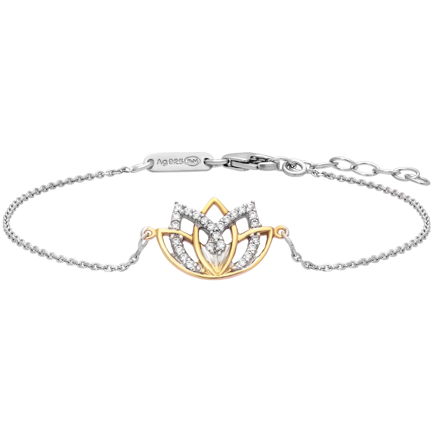 Julie Julsen Armband 925 Silber rhodiniert teils vergoldet Lotusblüte Zirkonia | 09120120092431