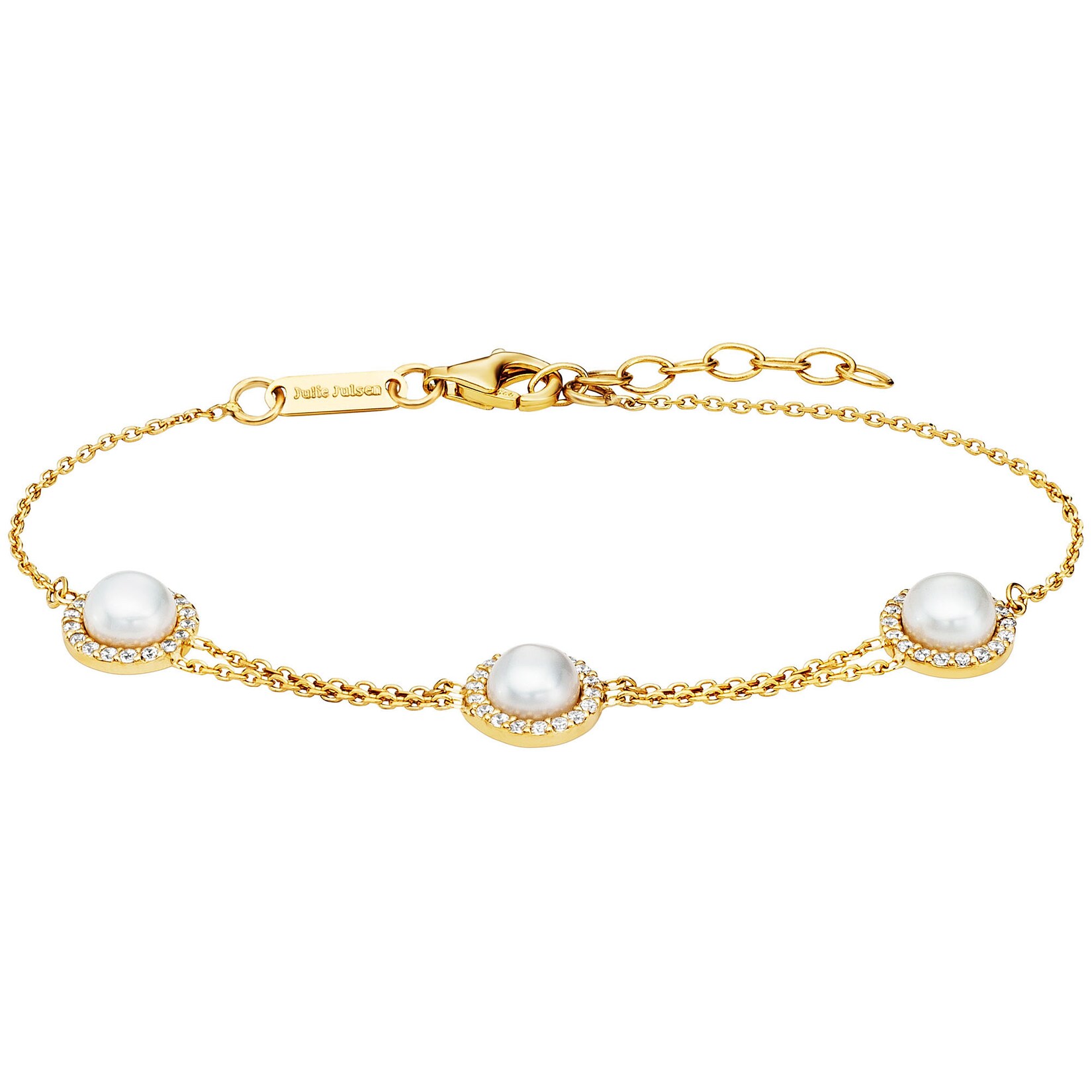 Julie Julsen Armband 925/- Sterling Silber vergoldet Perle und Zirkonia | 09120120095302