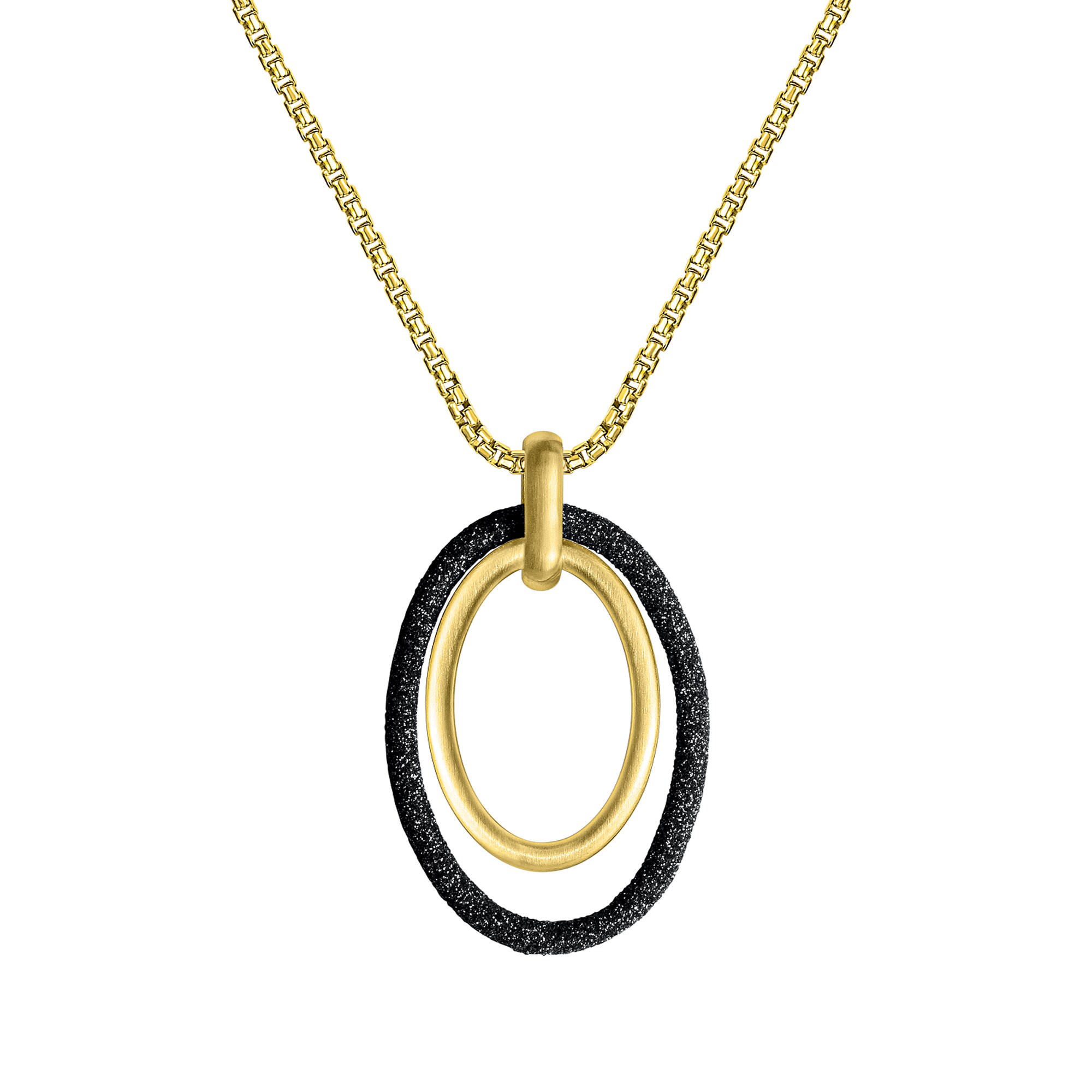 Zeeme Stainless Steel Halskette Edelstahl gelb plattiert mit Stardust grau - Bild 1