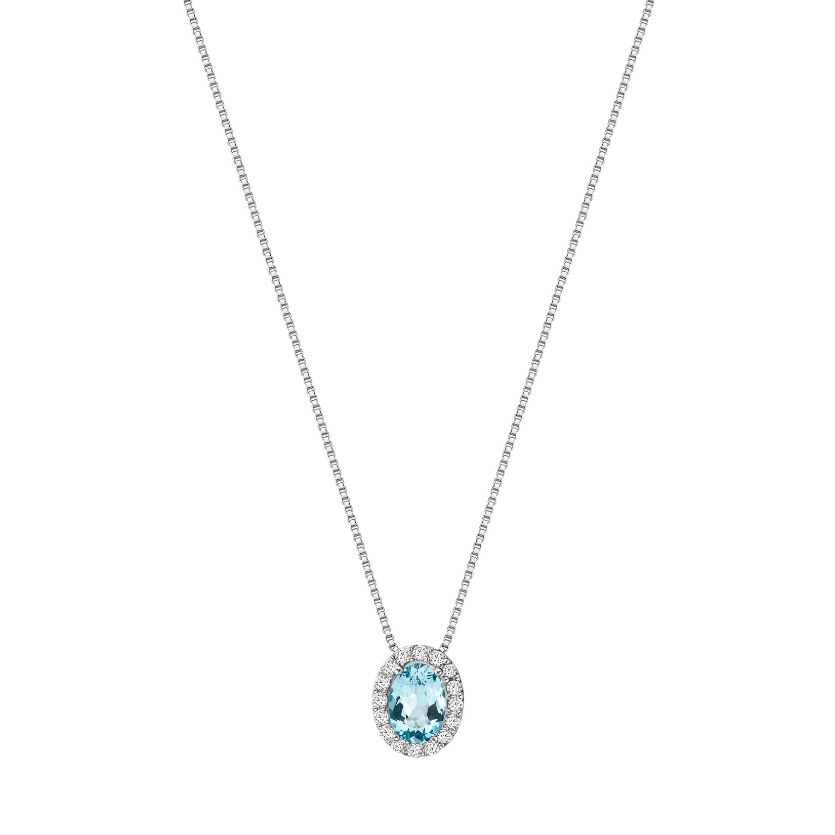 Zeeme Gemstones Collier 375/- Weißgold Zirkonia und Blautopas | 04006046401913