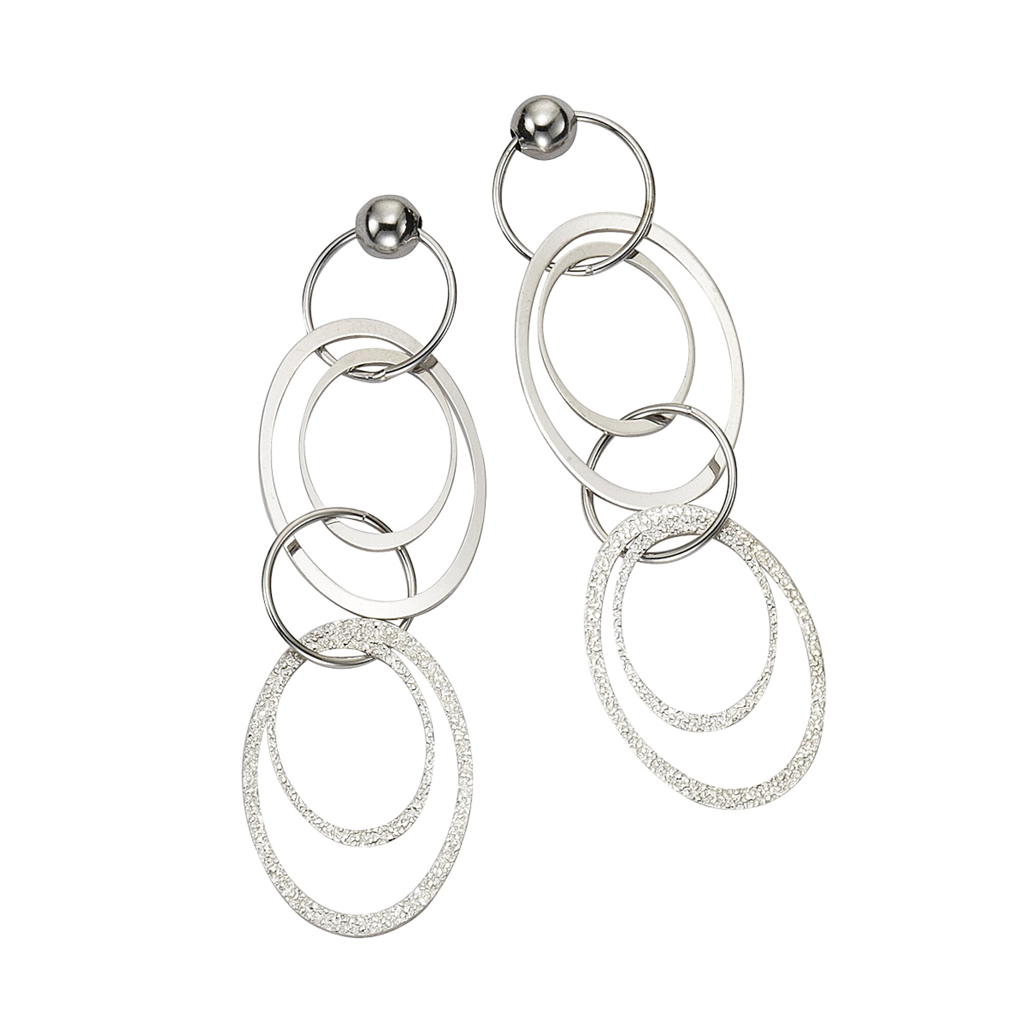 Celesta Silber Ohrringe Silber 925 rhodiniert aus Ringen 6cm lang - Bild 1