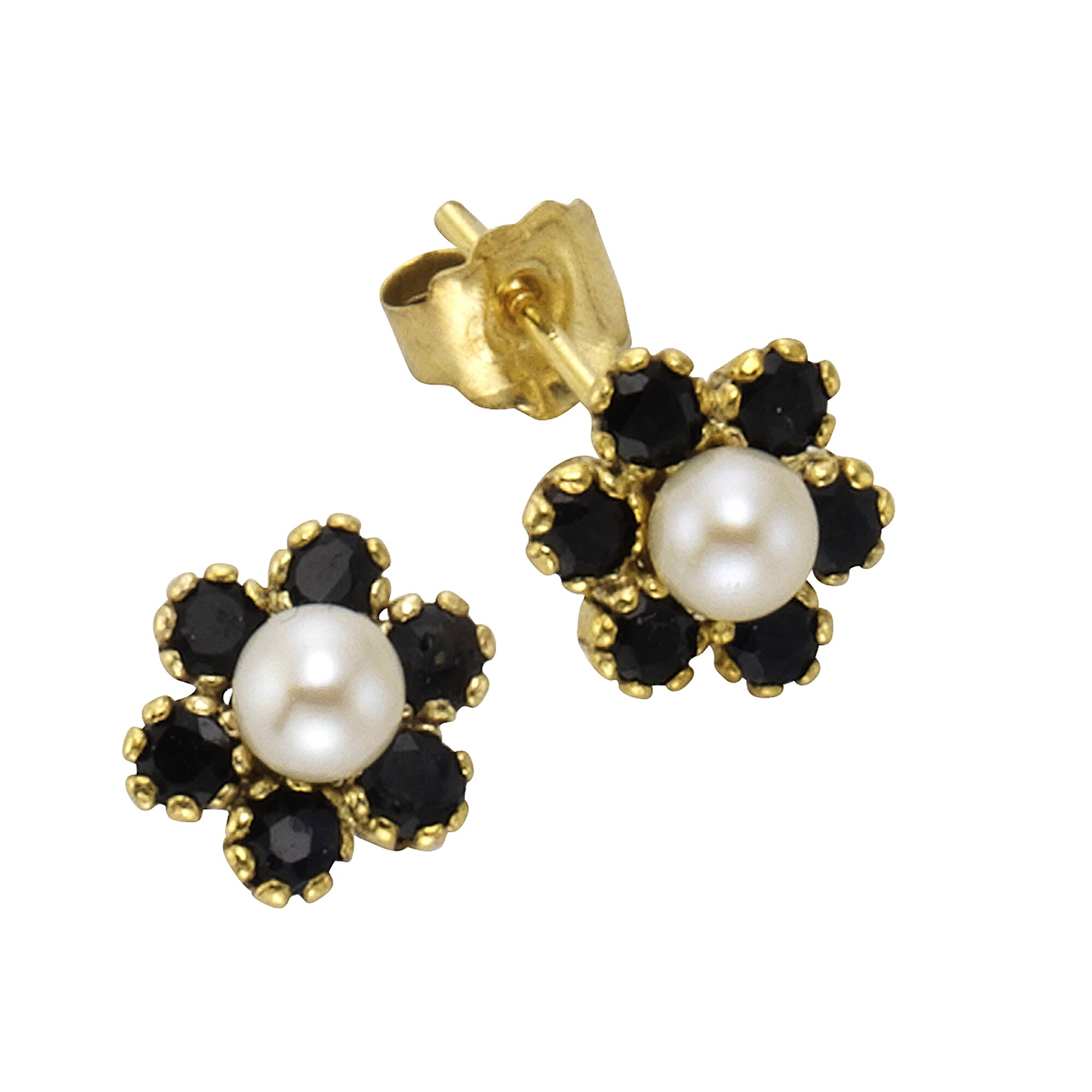 Fascination by Ellen K. Ohrstecker 333 Gold Safir blau Perle wei&szlig; - Bild 1