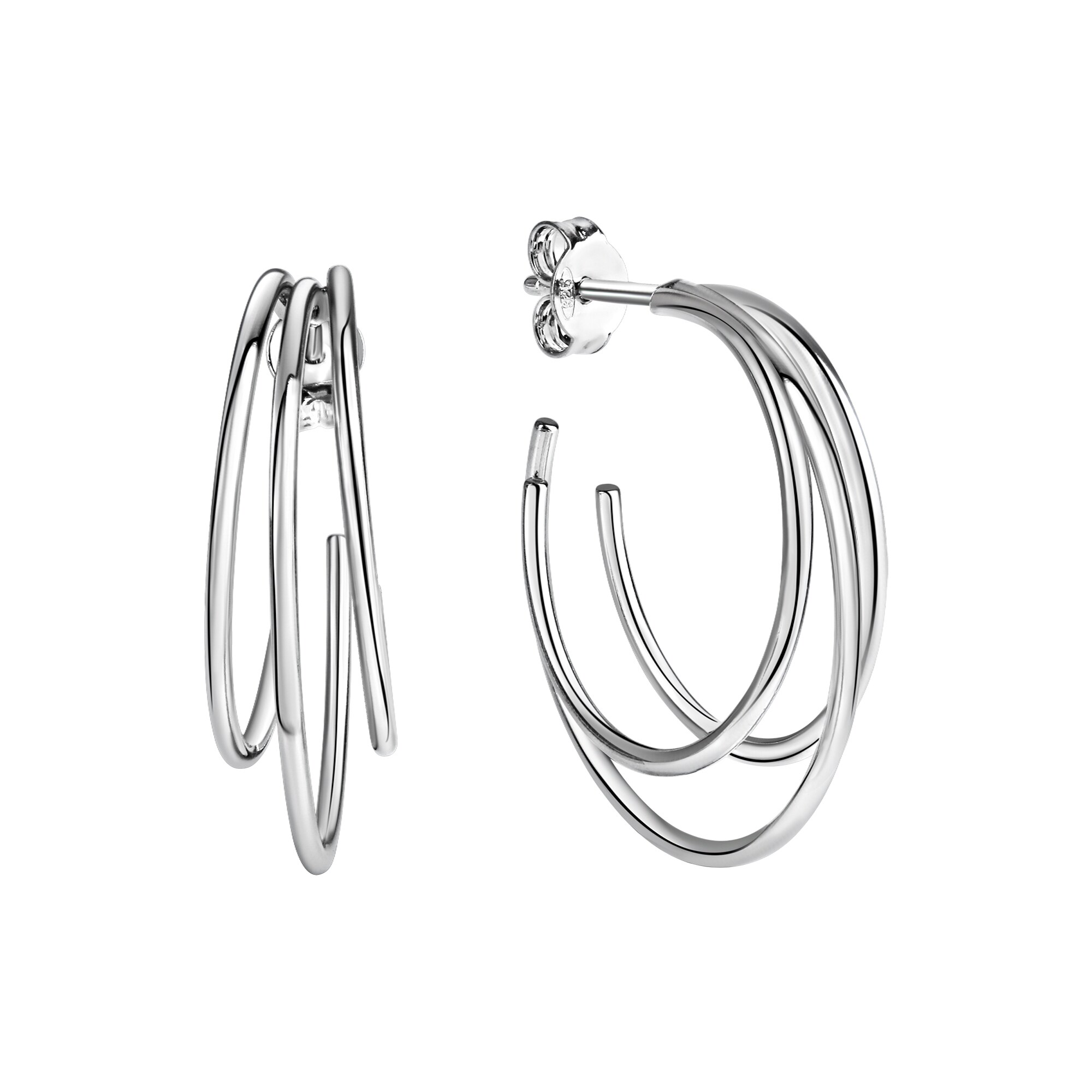 Celesta Silber Ohrringe Silber 925 rhodiniert Steck-Kreole 26mm Durchmesser - Bild 1