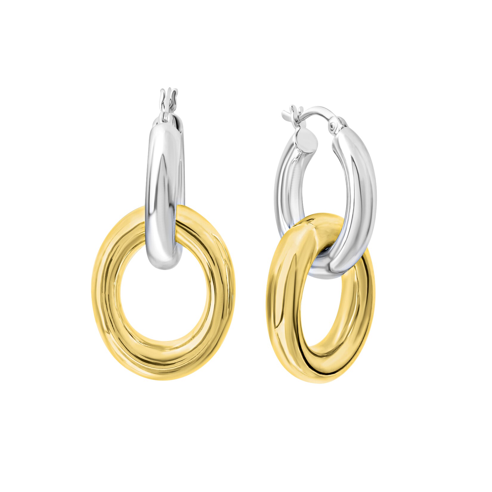 Celesta Silber Creolen mit Einhänger 925 Sterling Silber zweifarbig | 04006046415682