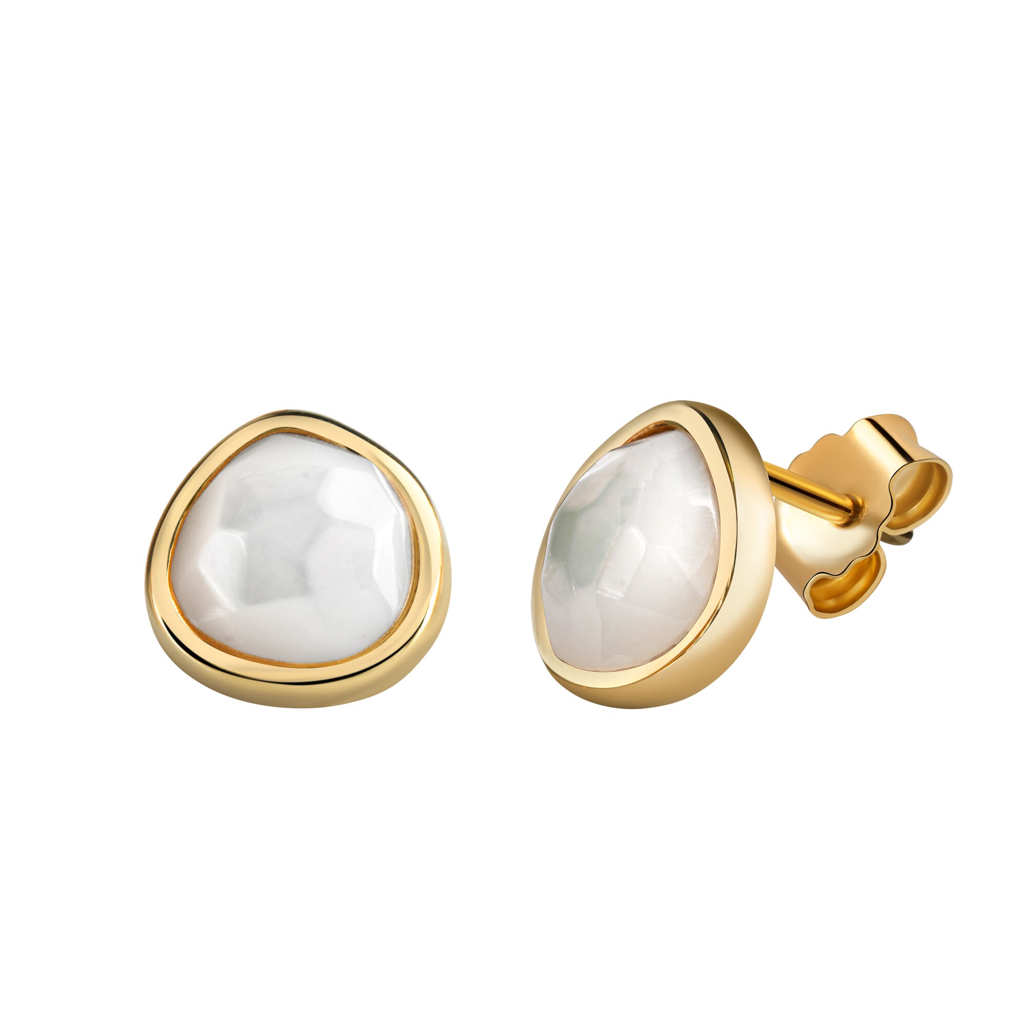 Zeeme Gemstones Ohrringe Silber 925 vergoldet mit wei&szlig;em Perlmutt - Bild 1