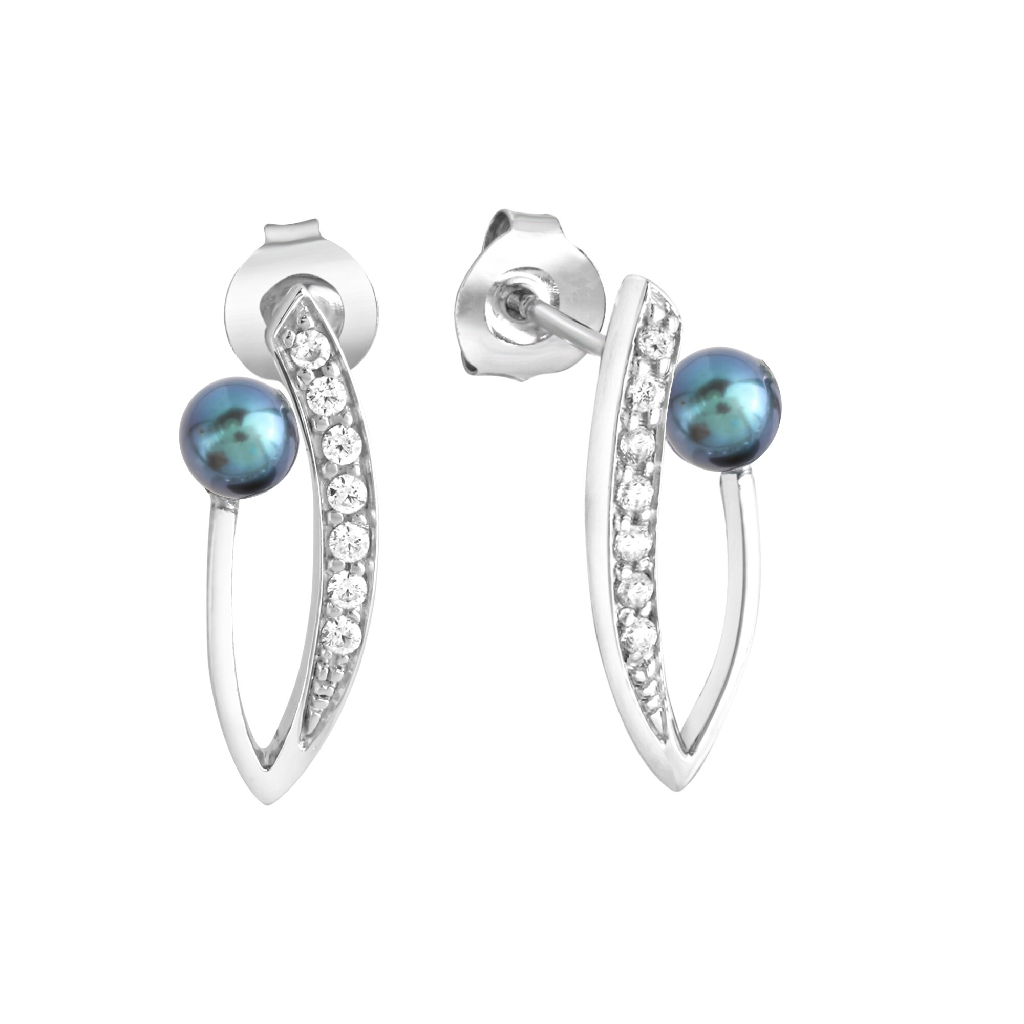 Zeeme Pearls Ohrringe Silber 925 rhodiniert mit grauer Perle und Zirkonia - Bild 1