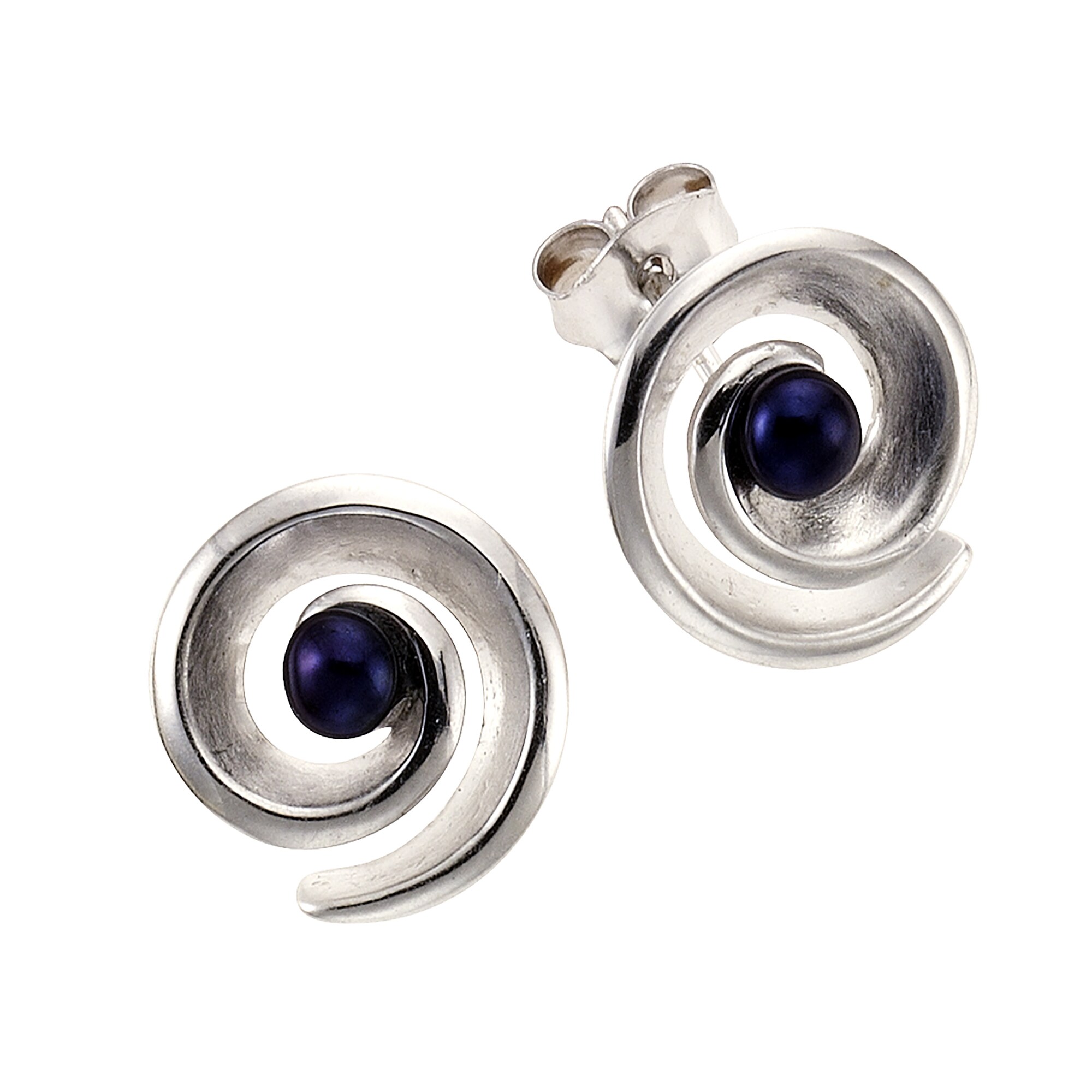 Zeeme Pearls Ohrringe Silber 925 rhodiniert mit 2 schwarzen Perlen - Bild 1