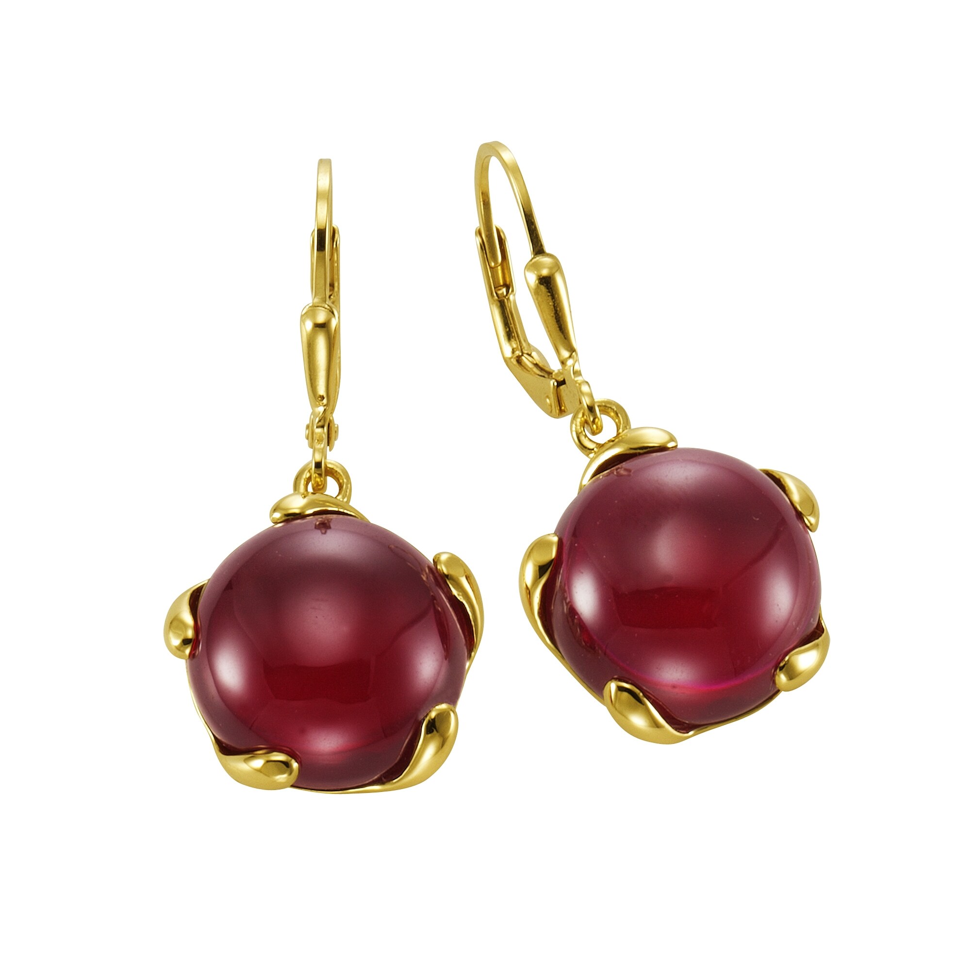 Jamelli Ohrh&auml;nger 925 Silber vergoldet syn. Granat - Bild 1