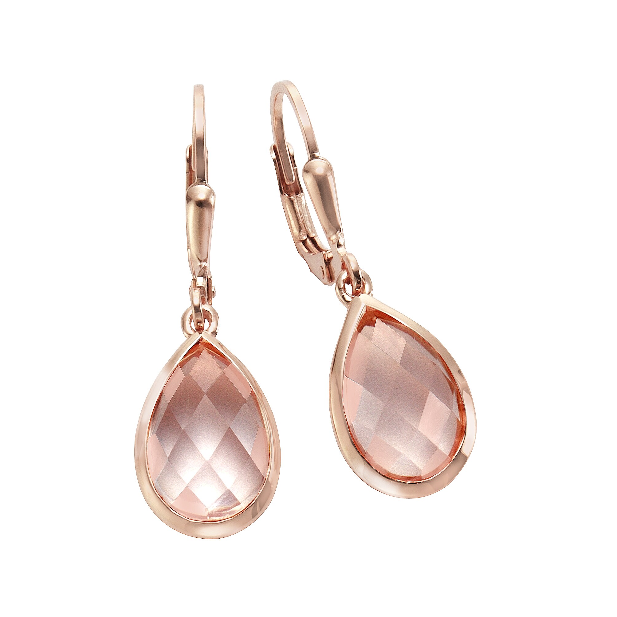 Jamelli Ohrringe Silber 925 ros&eacute;-vergoldet mit echten Rosenquarz-Tropfen - Bild 1