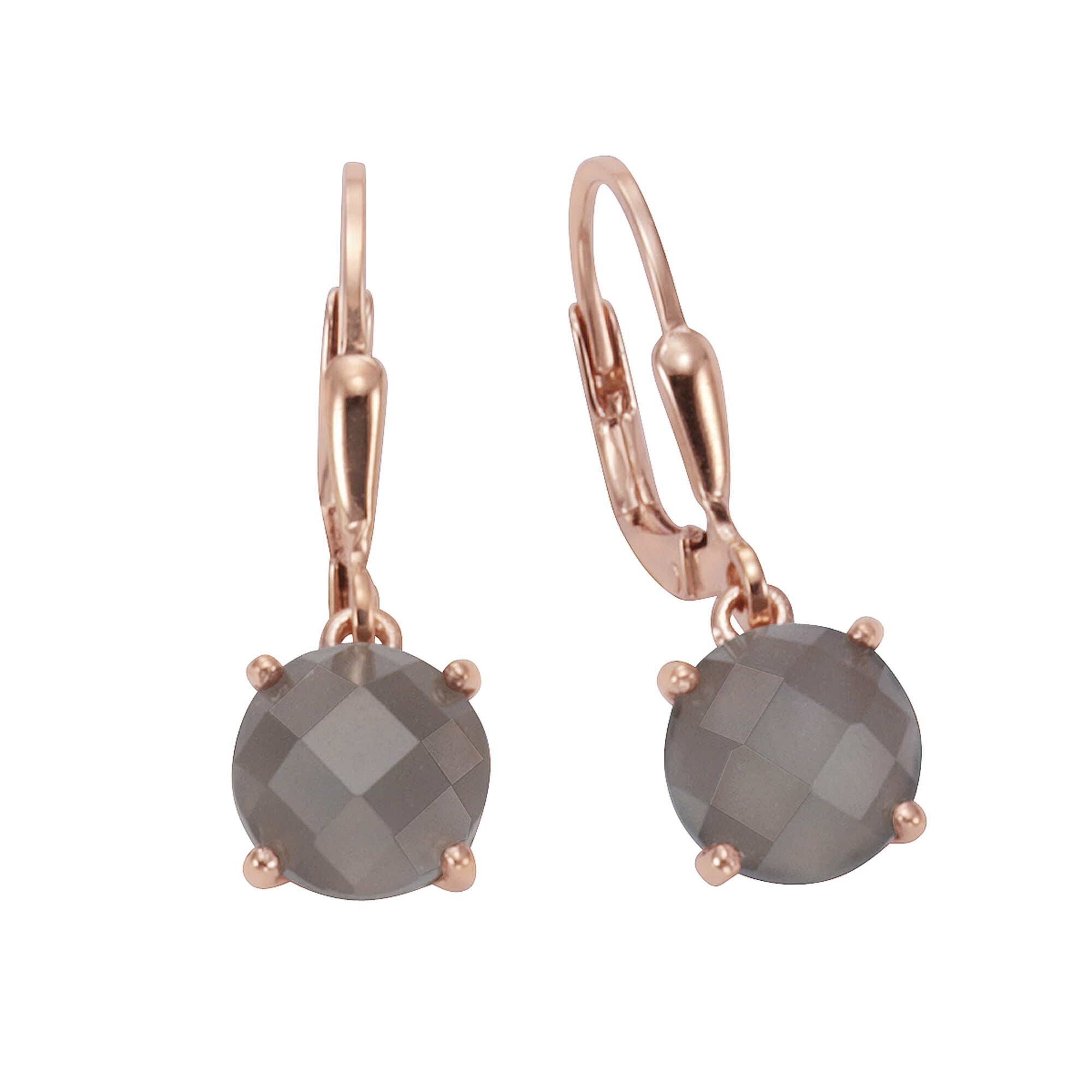 Jamelli Ohrh&auml;nger 925 Silber ros&eacute; vergoldet Mondstein grau - Bild 1