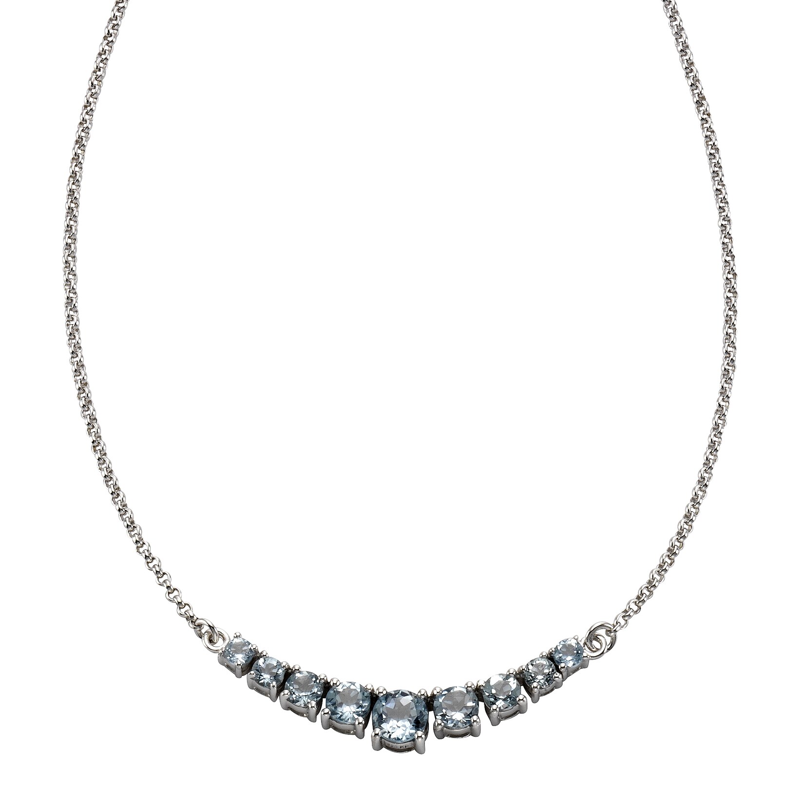 Zeeme Gemstones Halskette Silber 925 rhodiniert mit 9x Blautopas (beh.) | 04006046257237