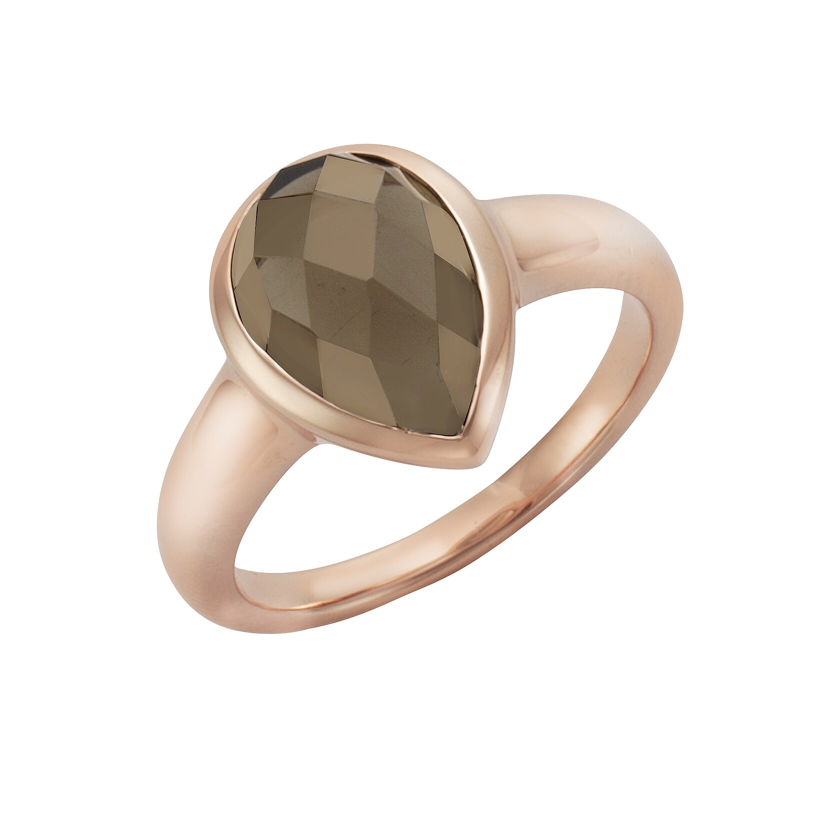 Jamelli Ring 925 Silber rosé vergoldet Rauchquarz