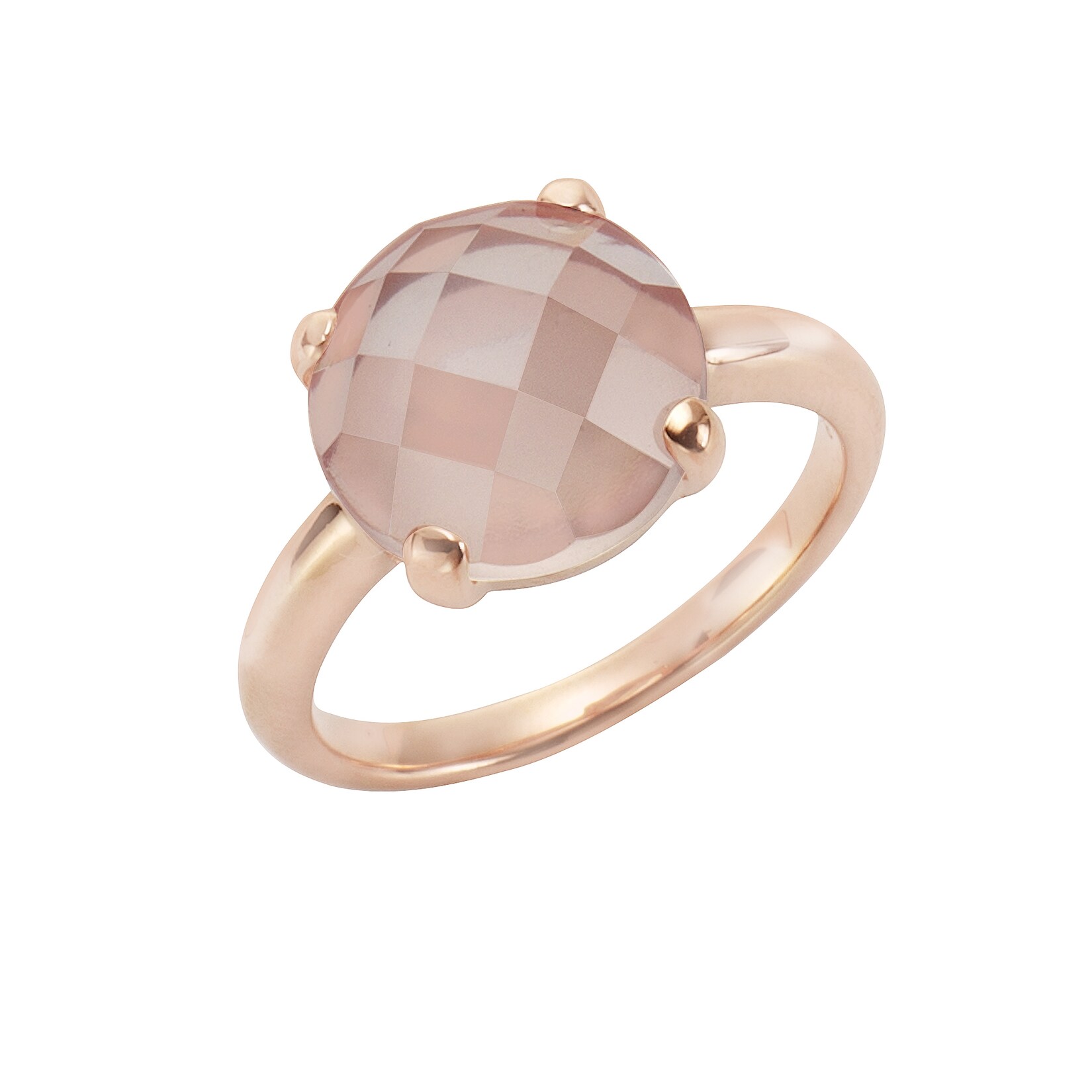 Jamelli Ring 925 Sterling Silber rosé-vergoldet mit echtem Rosenquarz 12mm