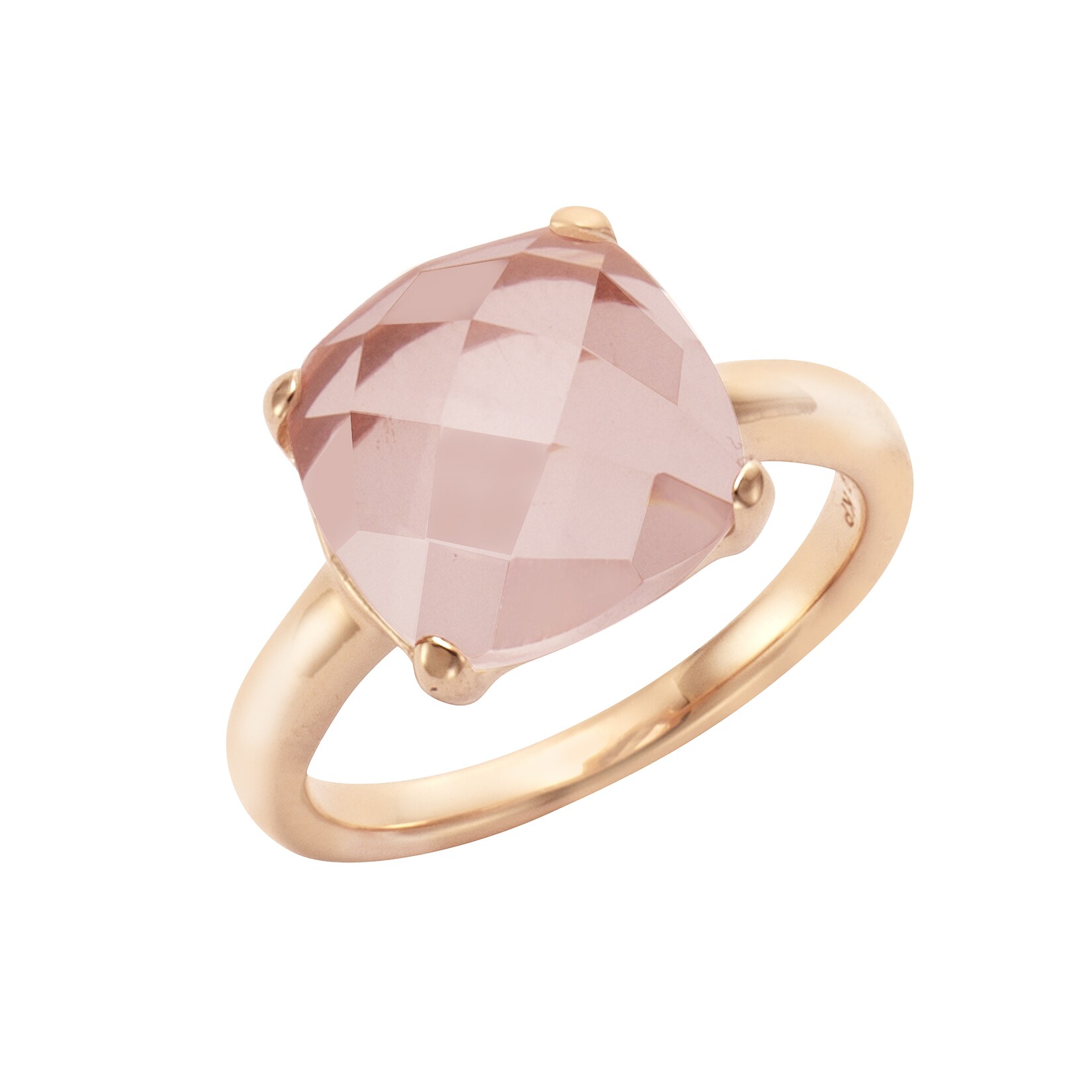 Jamelli Ring Silber 925 rosé-vergoldet mit echtem Rosenquarz 12mm