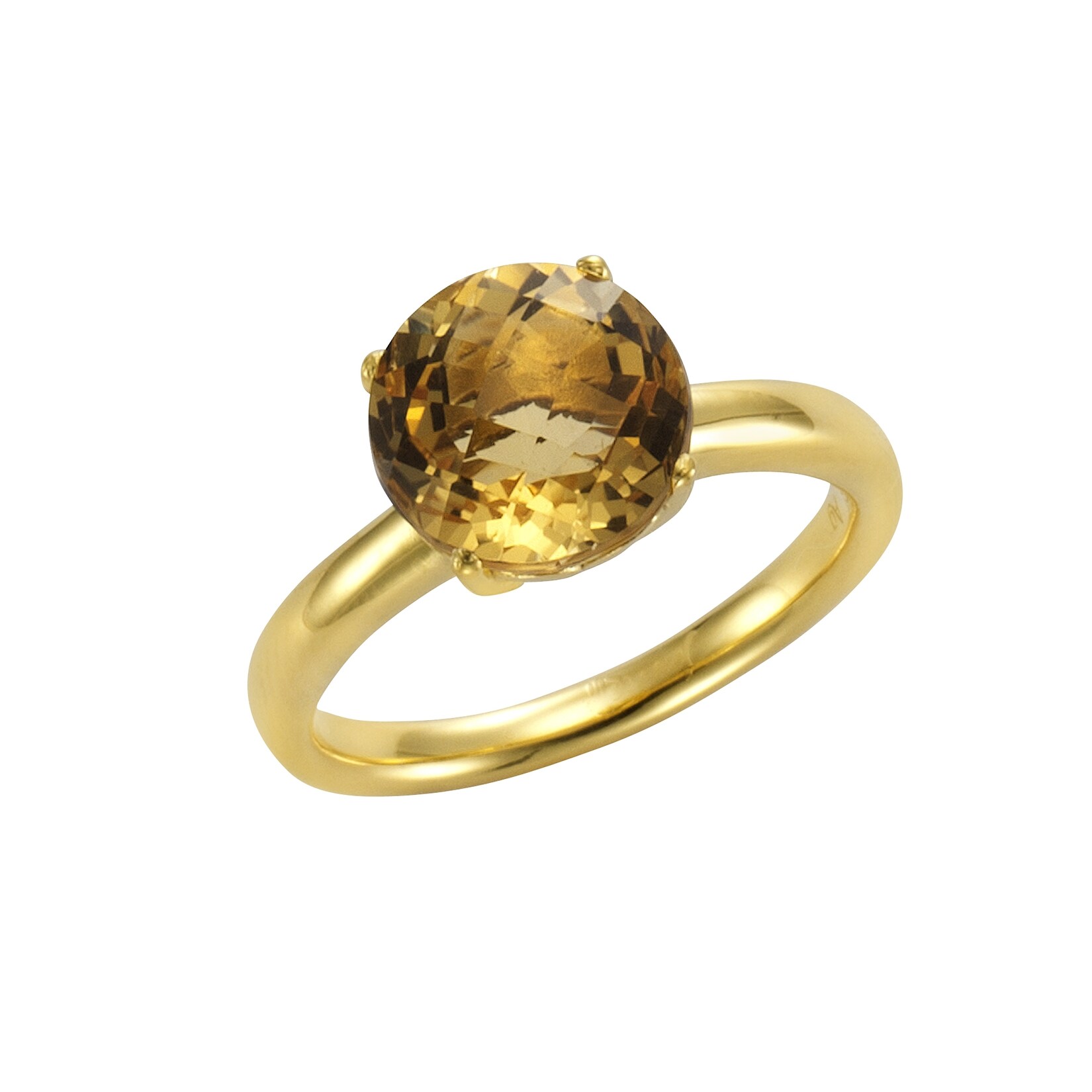 Jamelli Ring Silber 925 vergoldet mit echtem Citrin 10mm