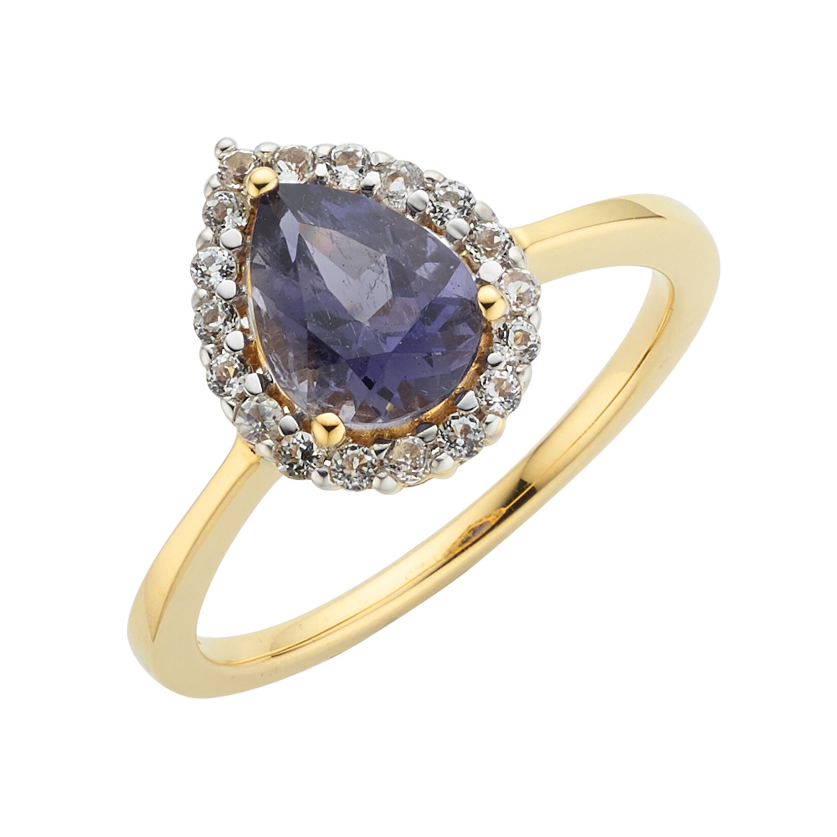 Fascination by Ellen K. Ring Gold 585 mit echtem Iolith-Tropfen + Weißtopas | 04006046327084